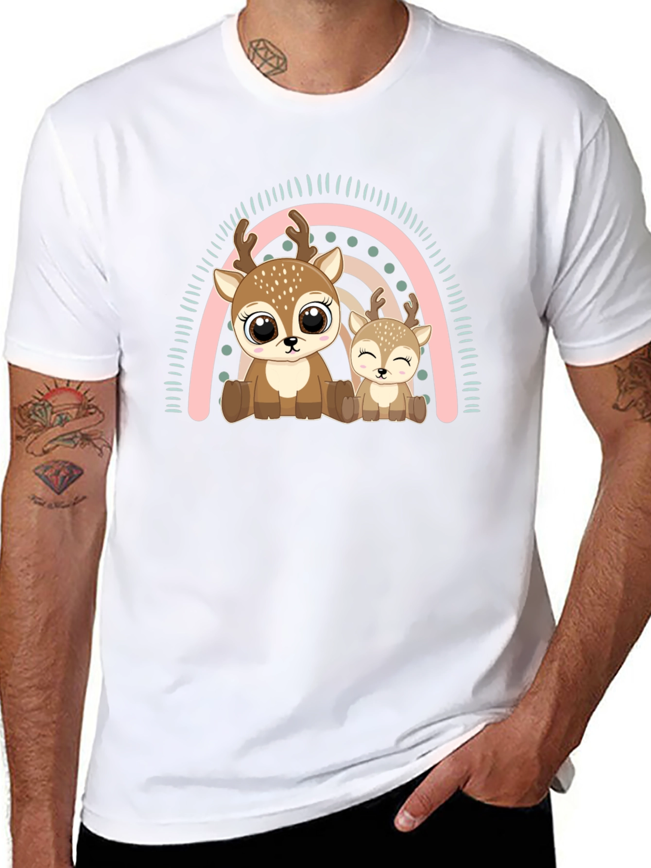 Cute Deer Rainbow Graphic Tee