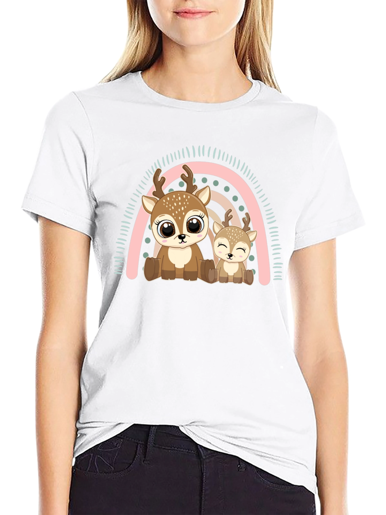 Cute Deer Rainbow Graphic Tee