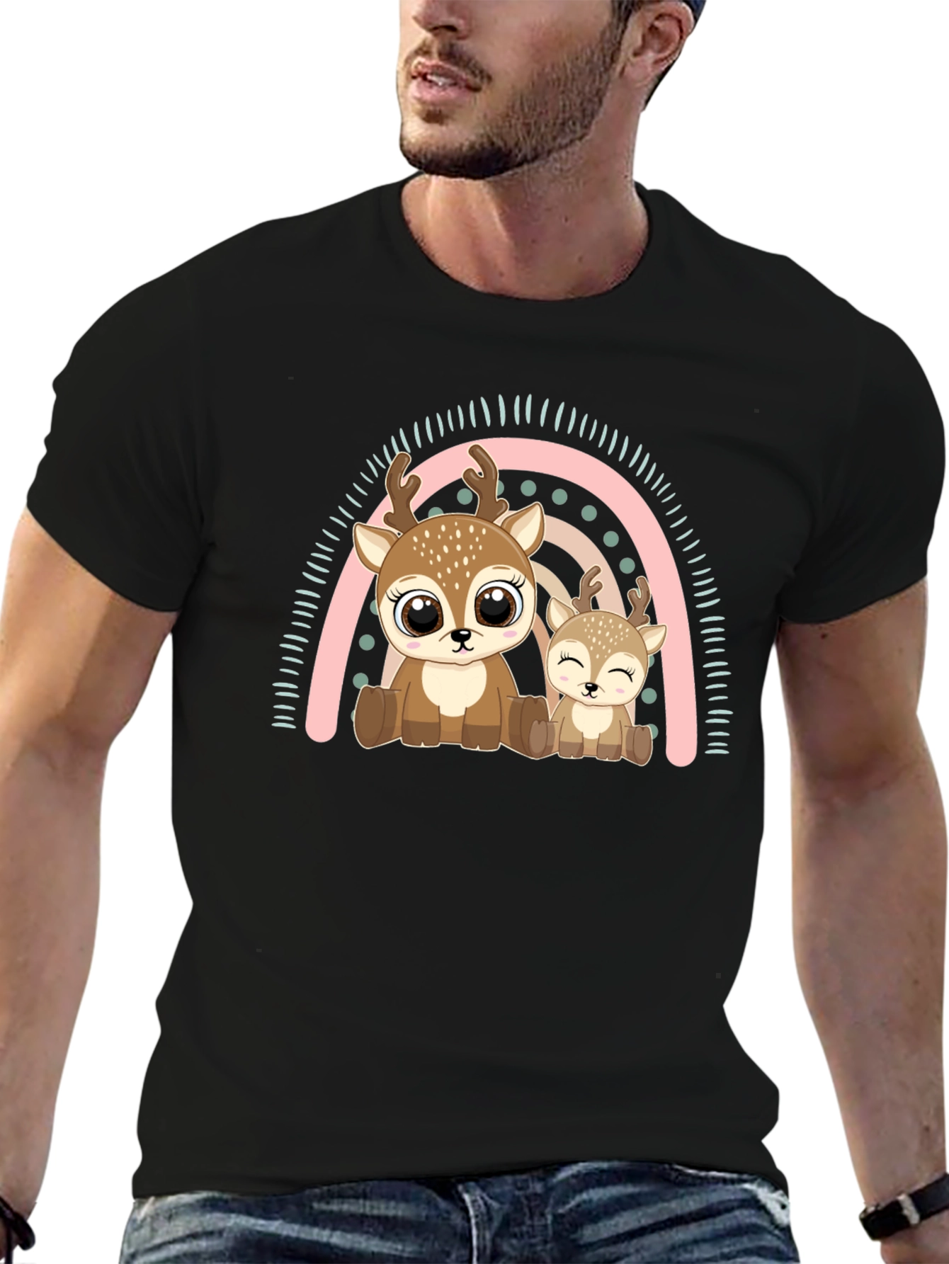 Cute Deer Rainbow Graphic Tee