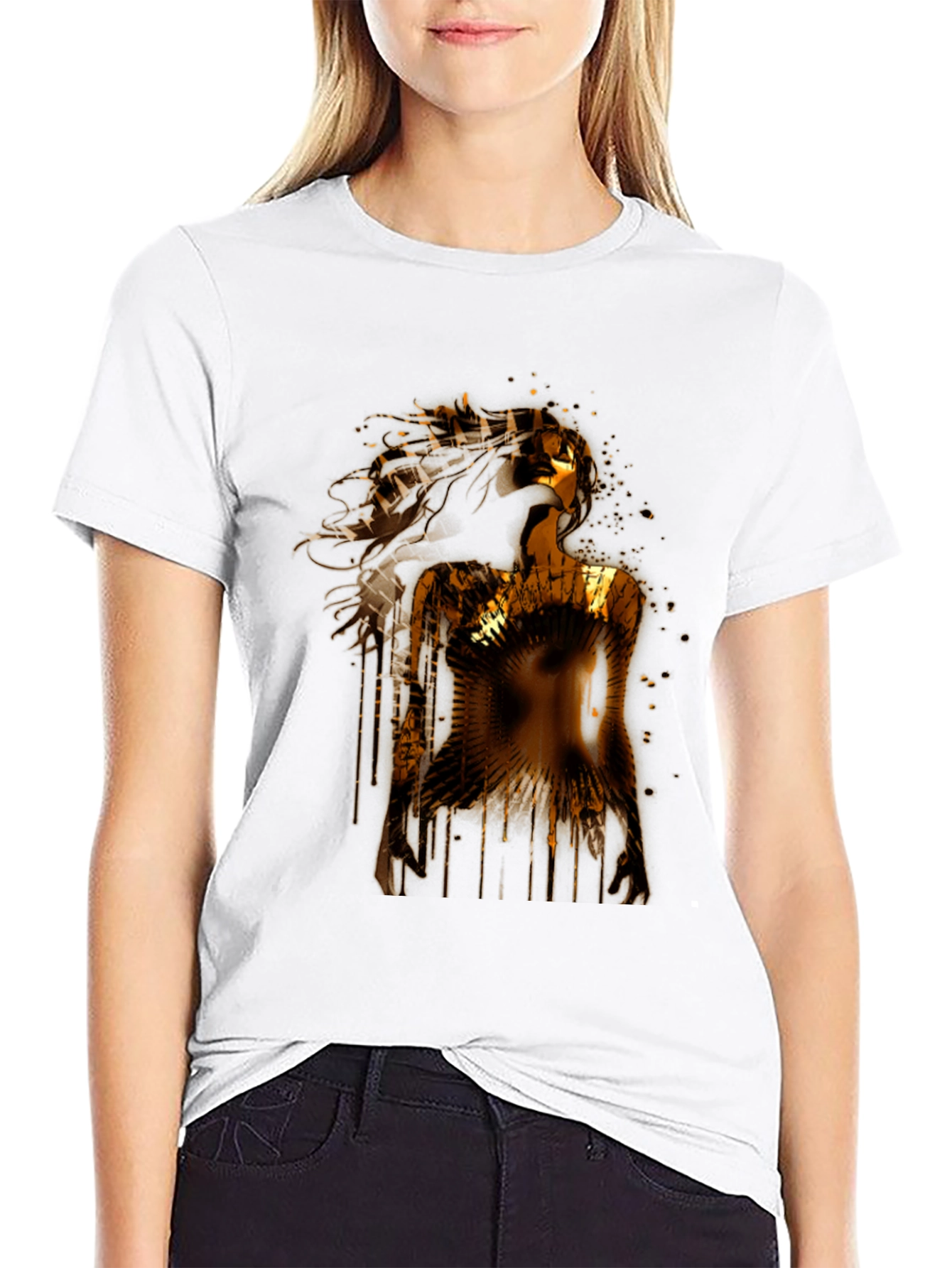 Golden Woman Graphic Black T-Shirt