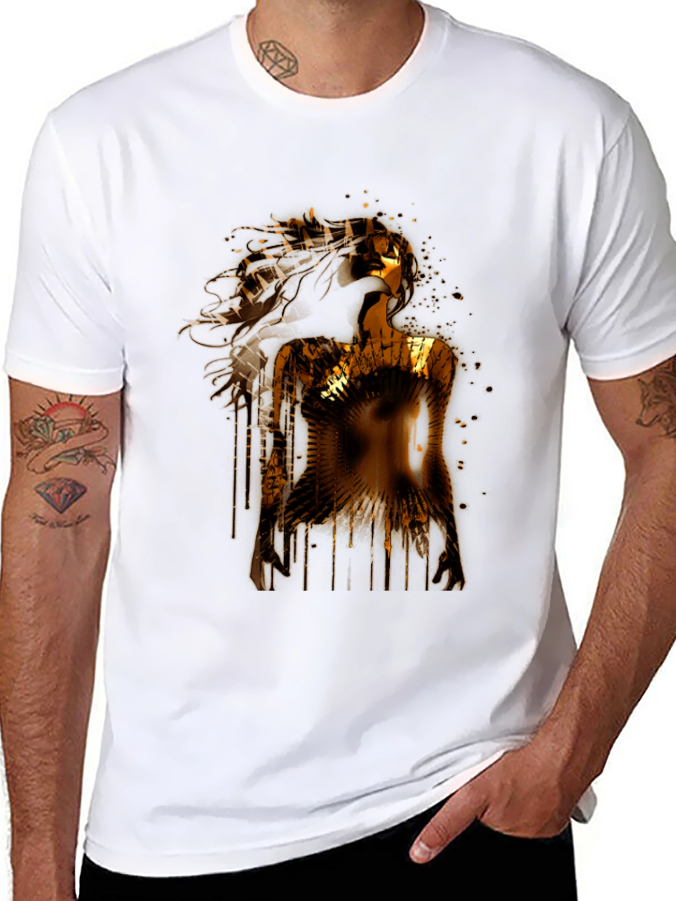 Golden Woman Graphic Black T-Shirt