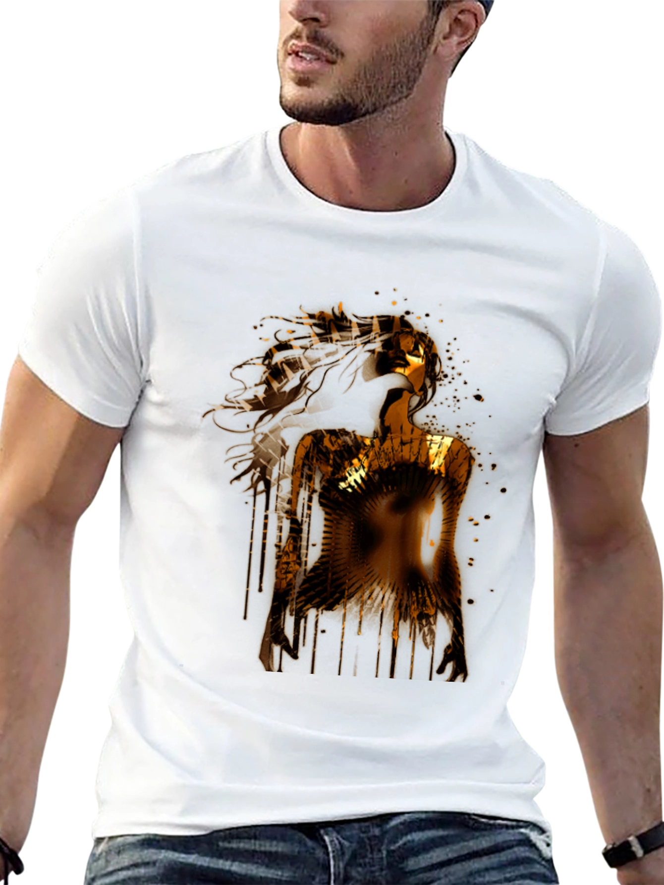 Golden Woman Graphic Black T-Shirt