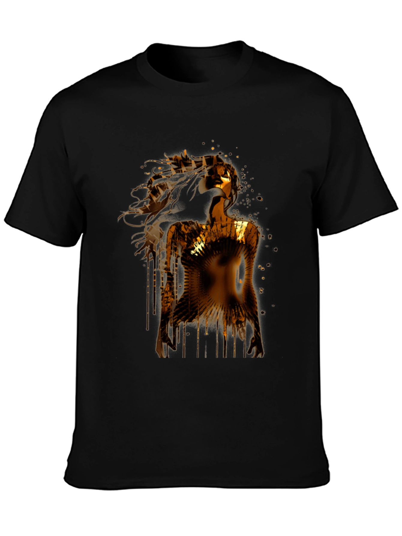 Golden Woman Graphic Black T-Shirt