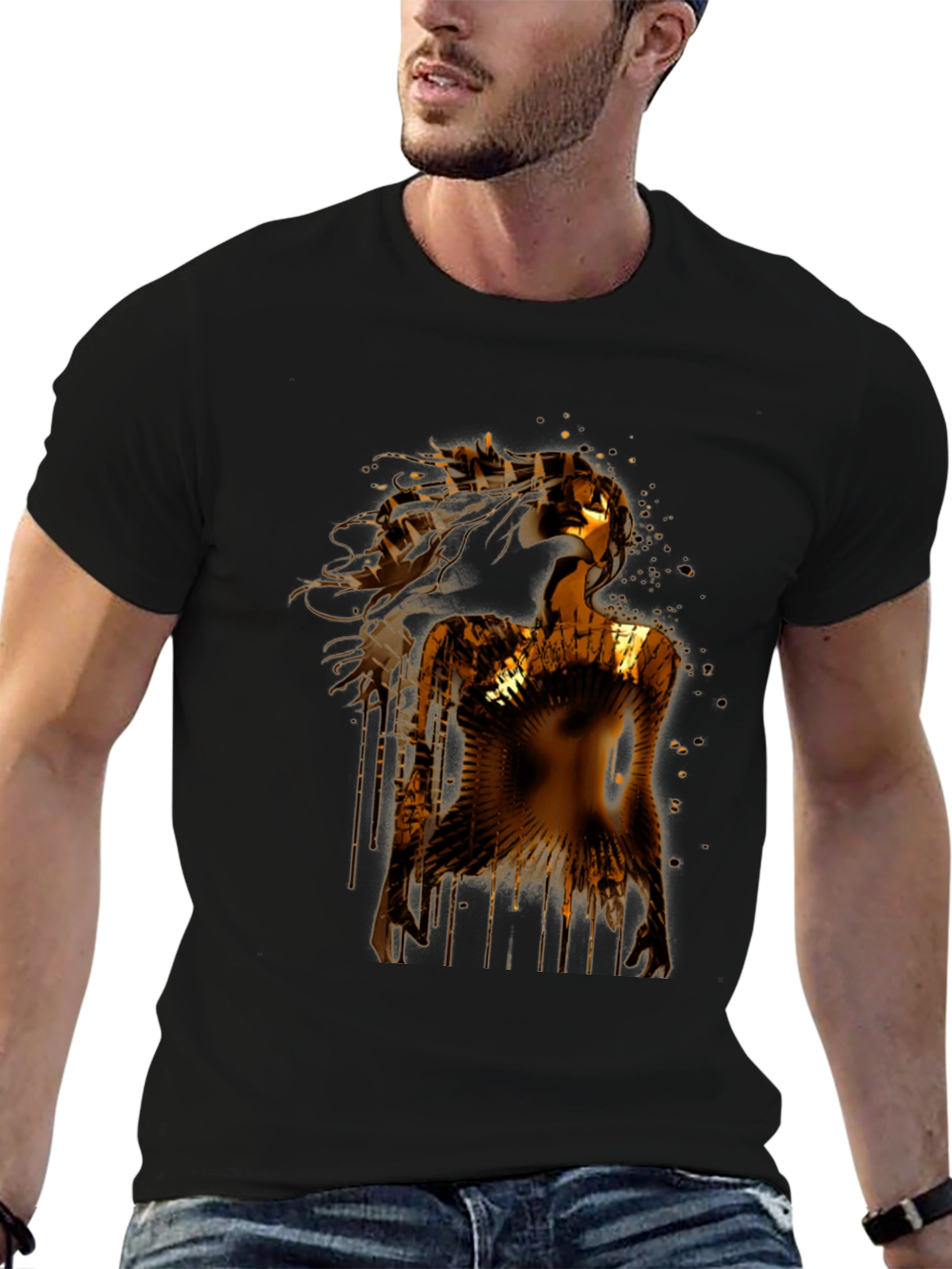 Golden Woman Graphic Black T-Shirt