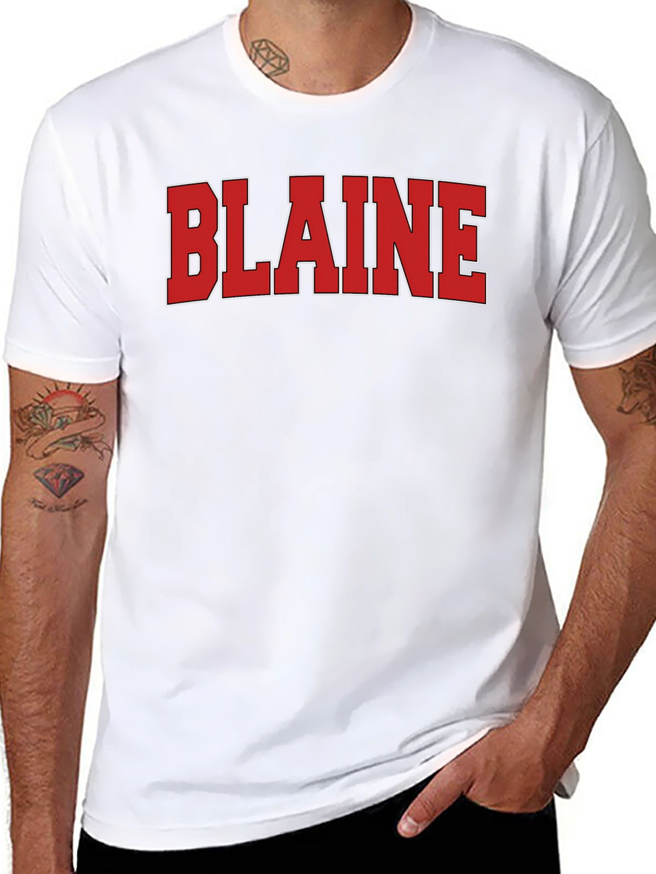 Blaine T-Shirt - Bold Red Lettering on Black