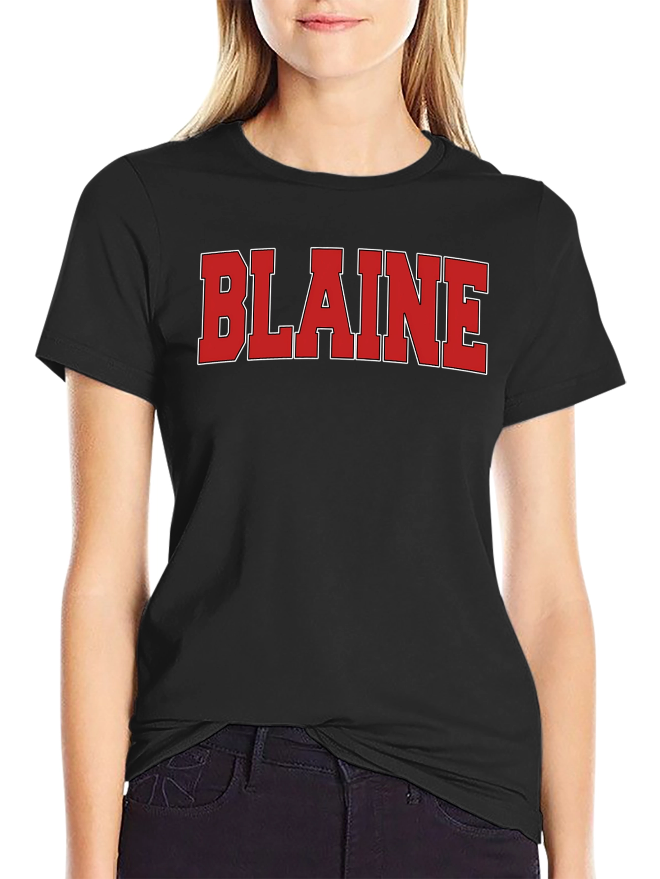 Blaine T-Shirt - Bold Red Lettering on Black