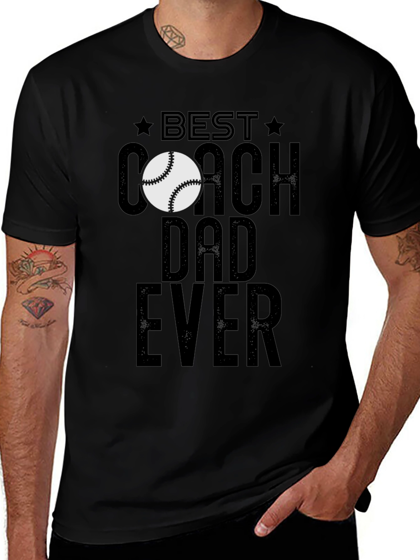 Best Coach Dad Ever T-Shirt Baseball Lover Fathers Day
