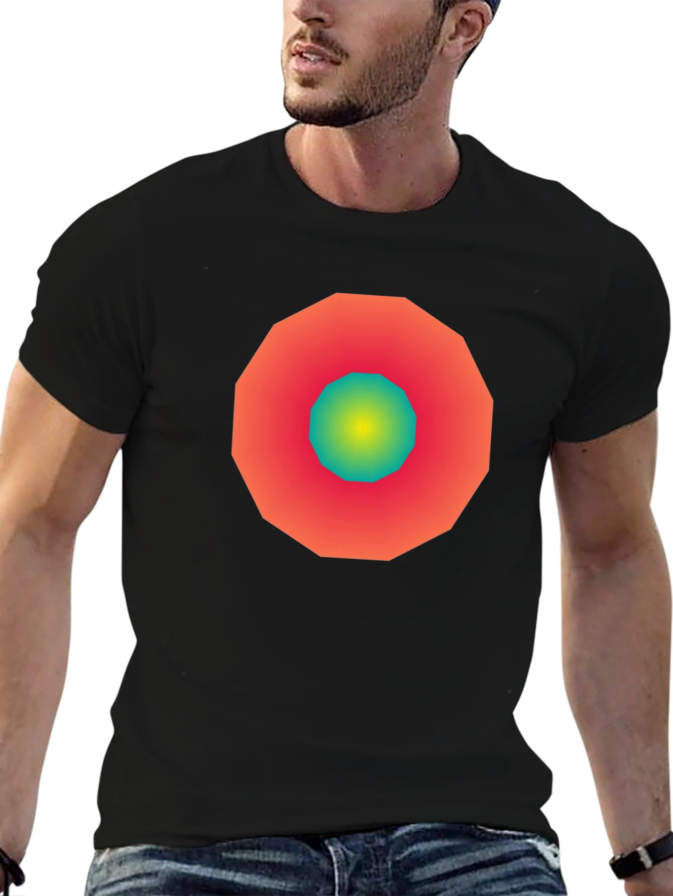 Geometric Gradient Tee - Modern Graphic Design Shirt