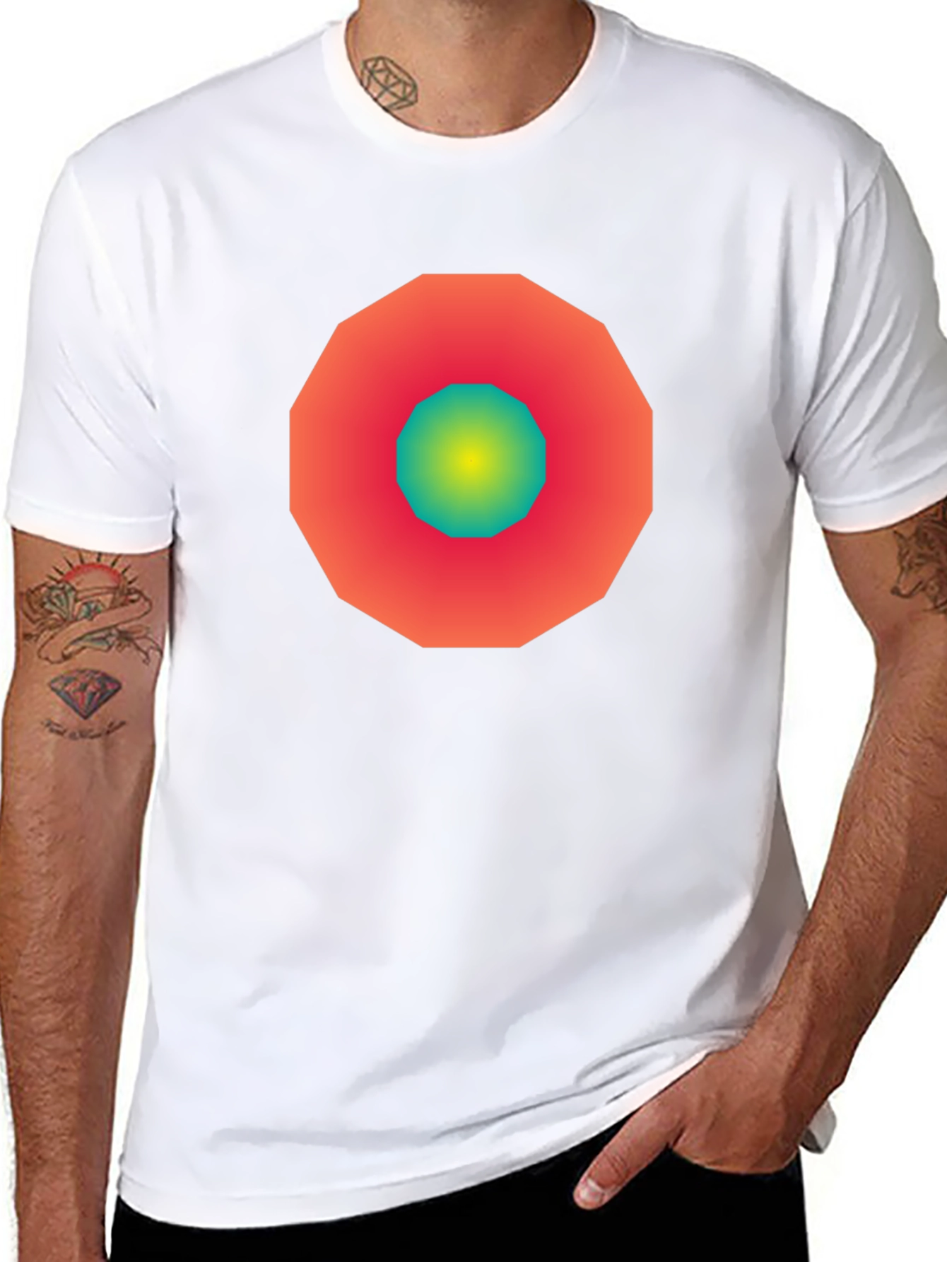 Geometric Gradient Tee - Modern Graphic Design Shirt