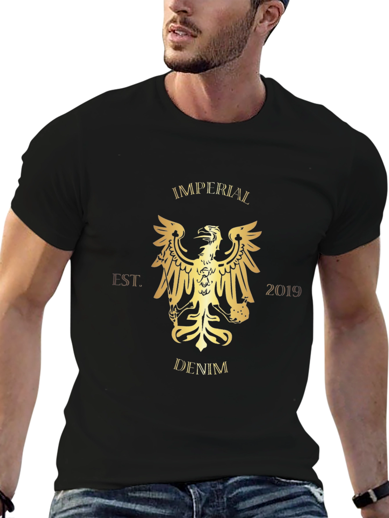 Imperial Denim T-Shirt - Graphic Print Black Tee