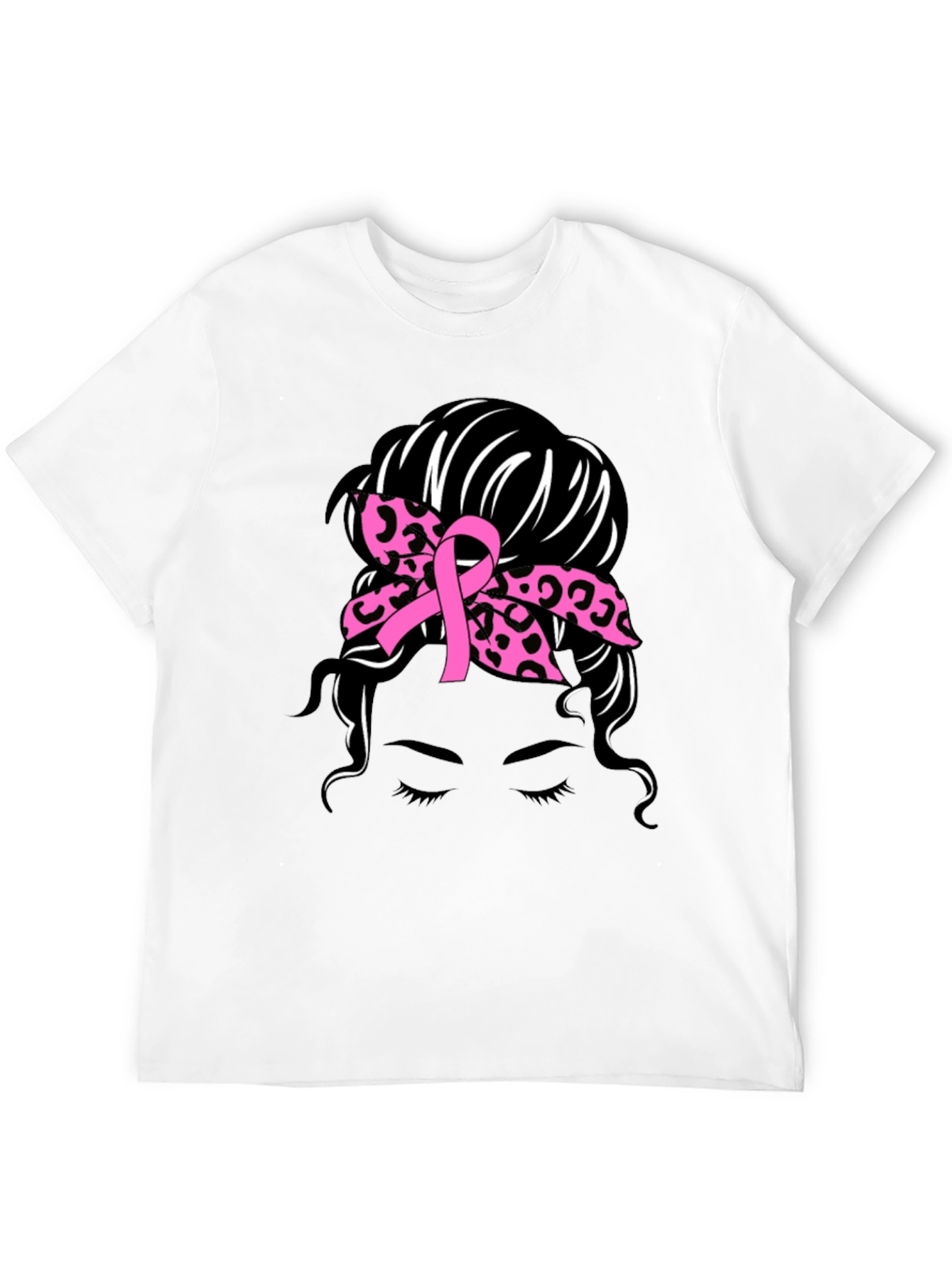 Breast Cancer Awareness Messy Bun T-Shirt