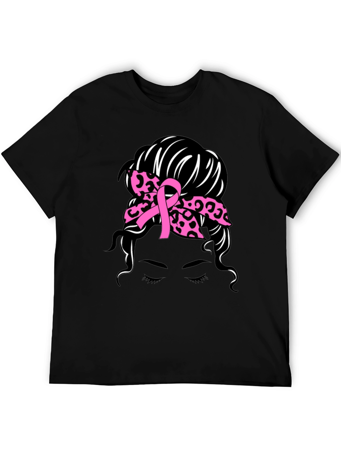 Breast Cancer Awareness Messy Bun T-Shirt