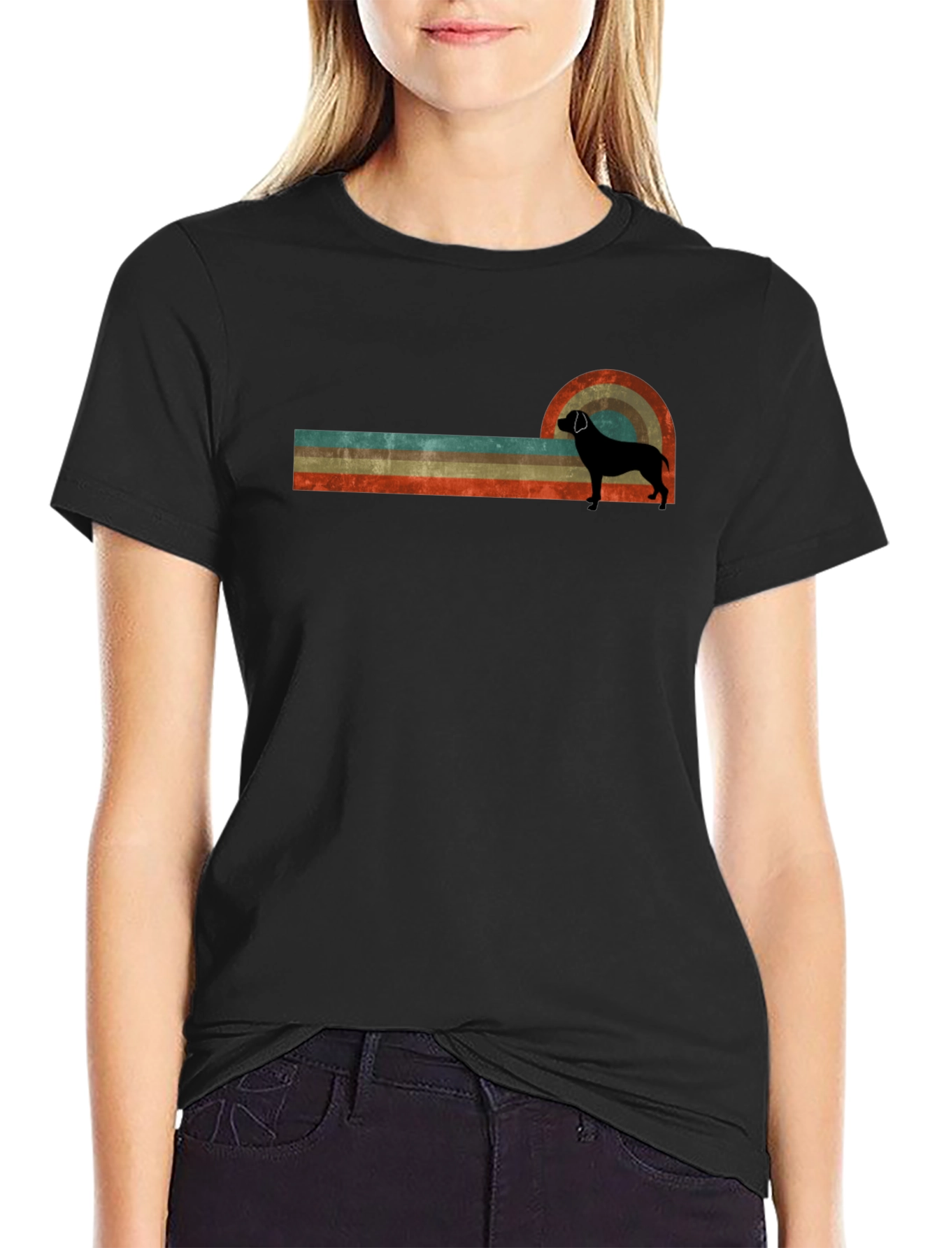 Retro Dog Graphic T-Shirt - Black