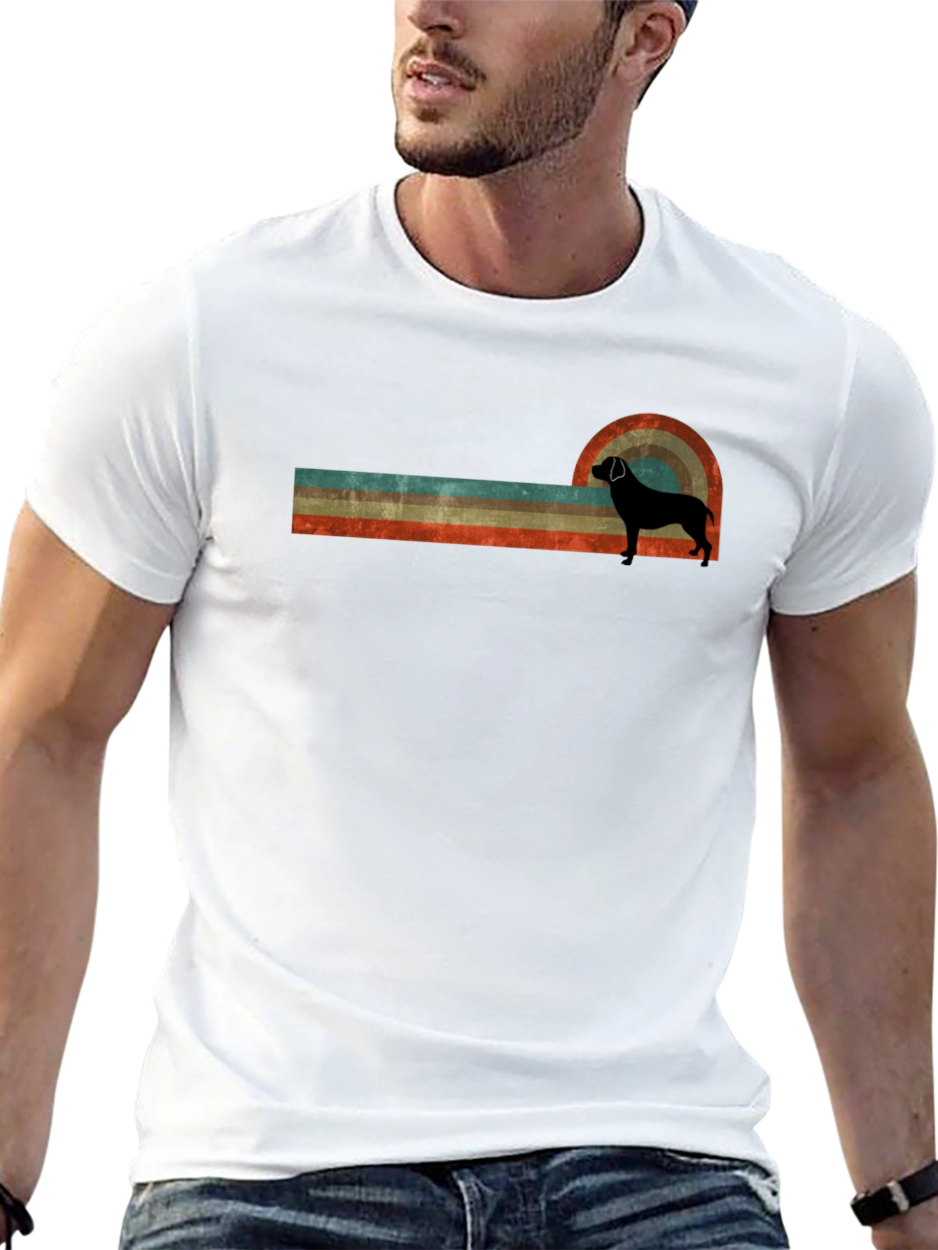 Retro Dog Graphic T-Shirt - Black