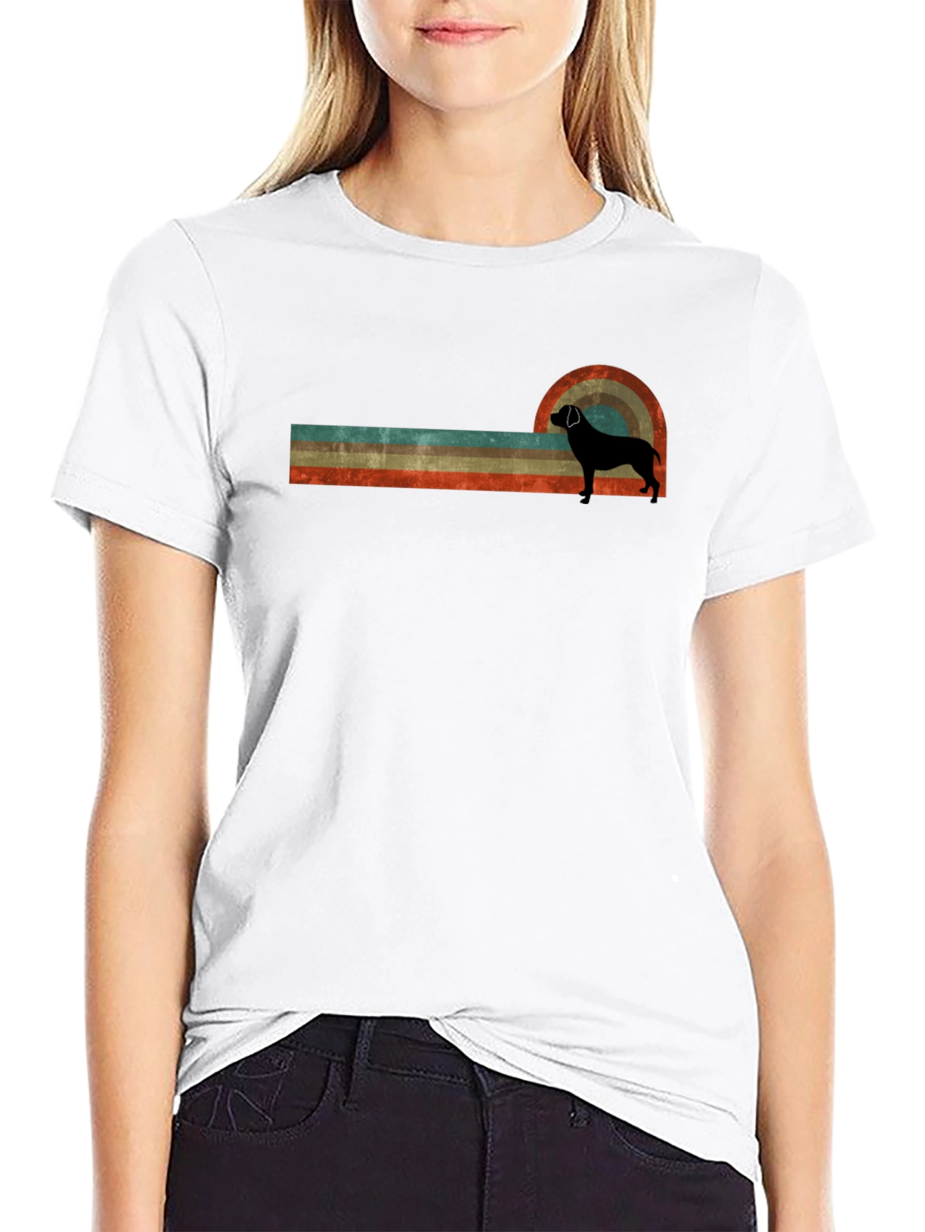 Retro Dog Graphic T-Shirt - Black