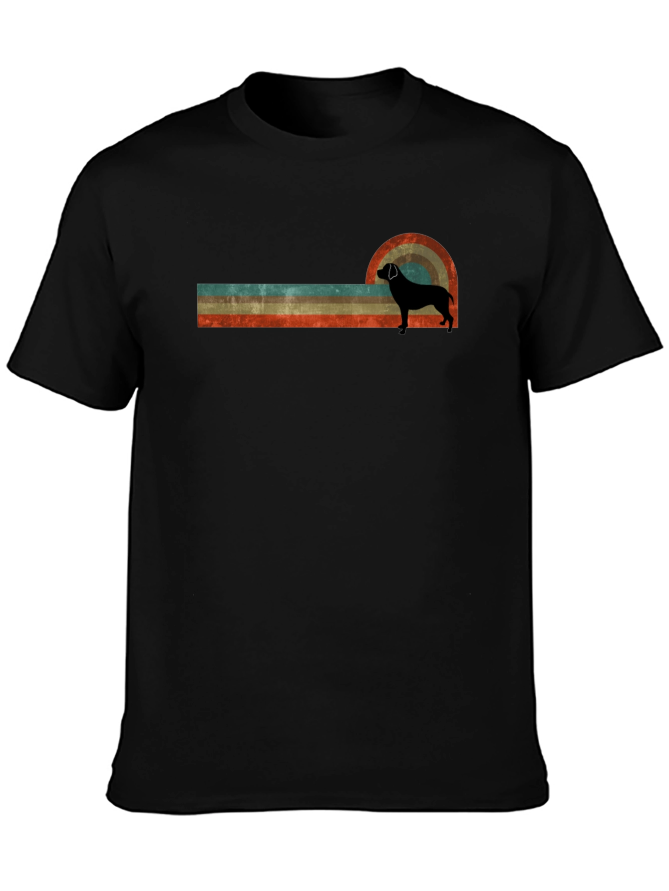 Retro Dog Graphic T-Shirt - Black