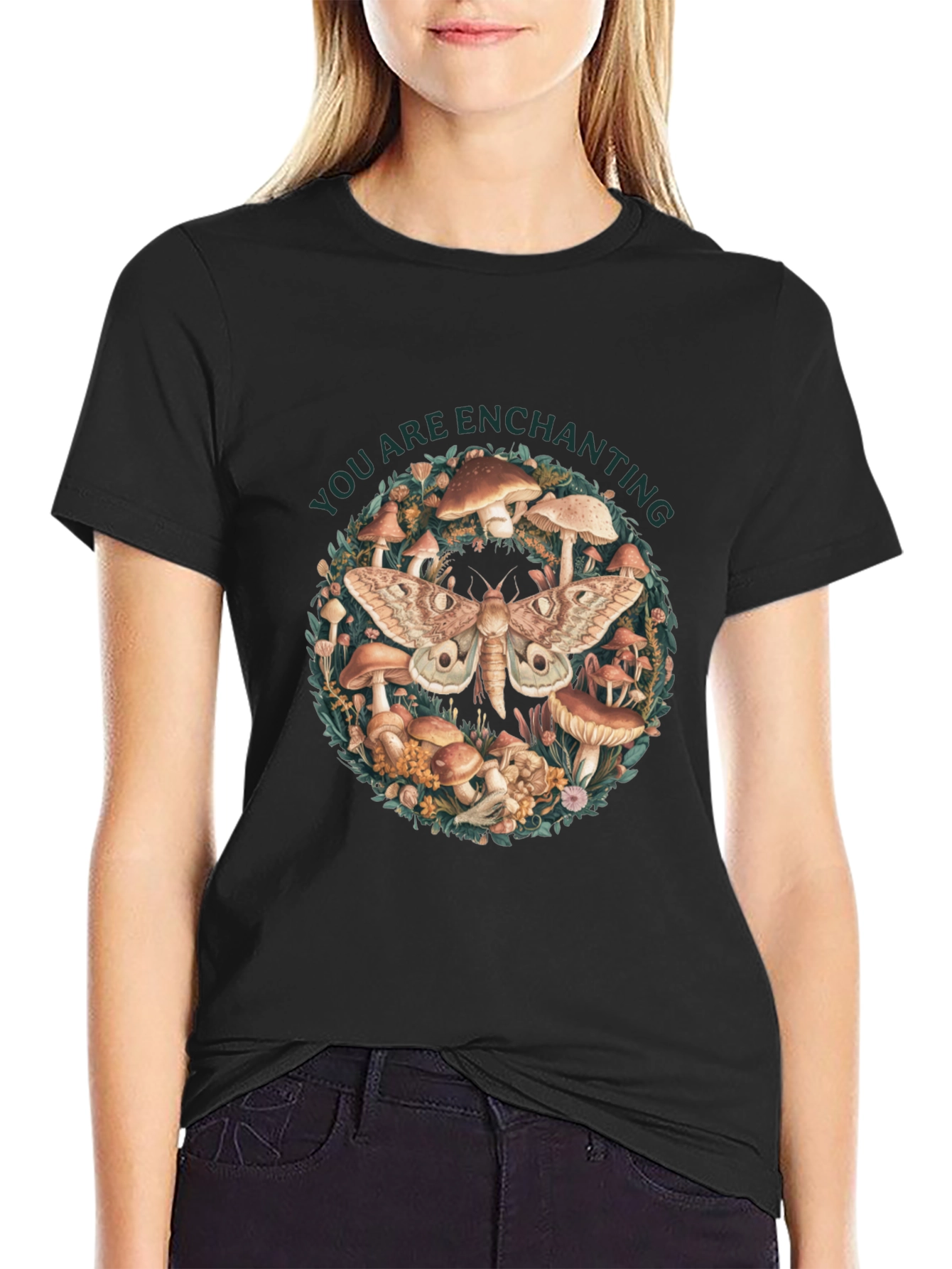 Enchanting Moth & Mushroom Graphic Tee