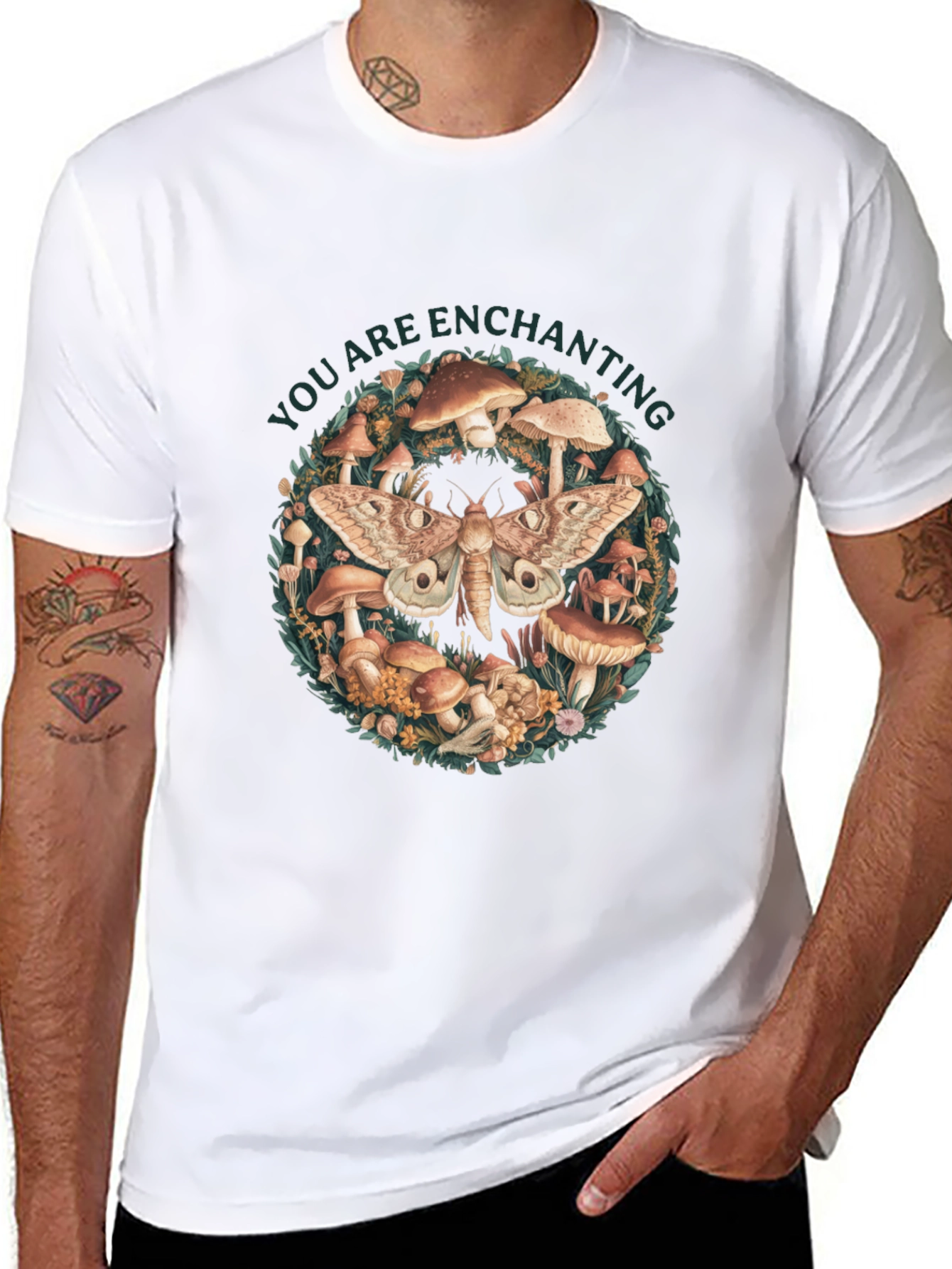 Enchanting Moth & Mushroom Graphic Tee