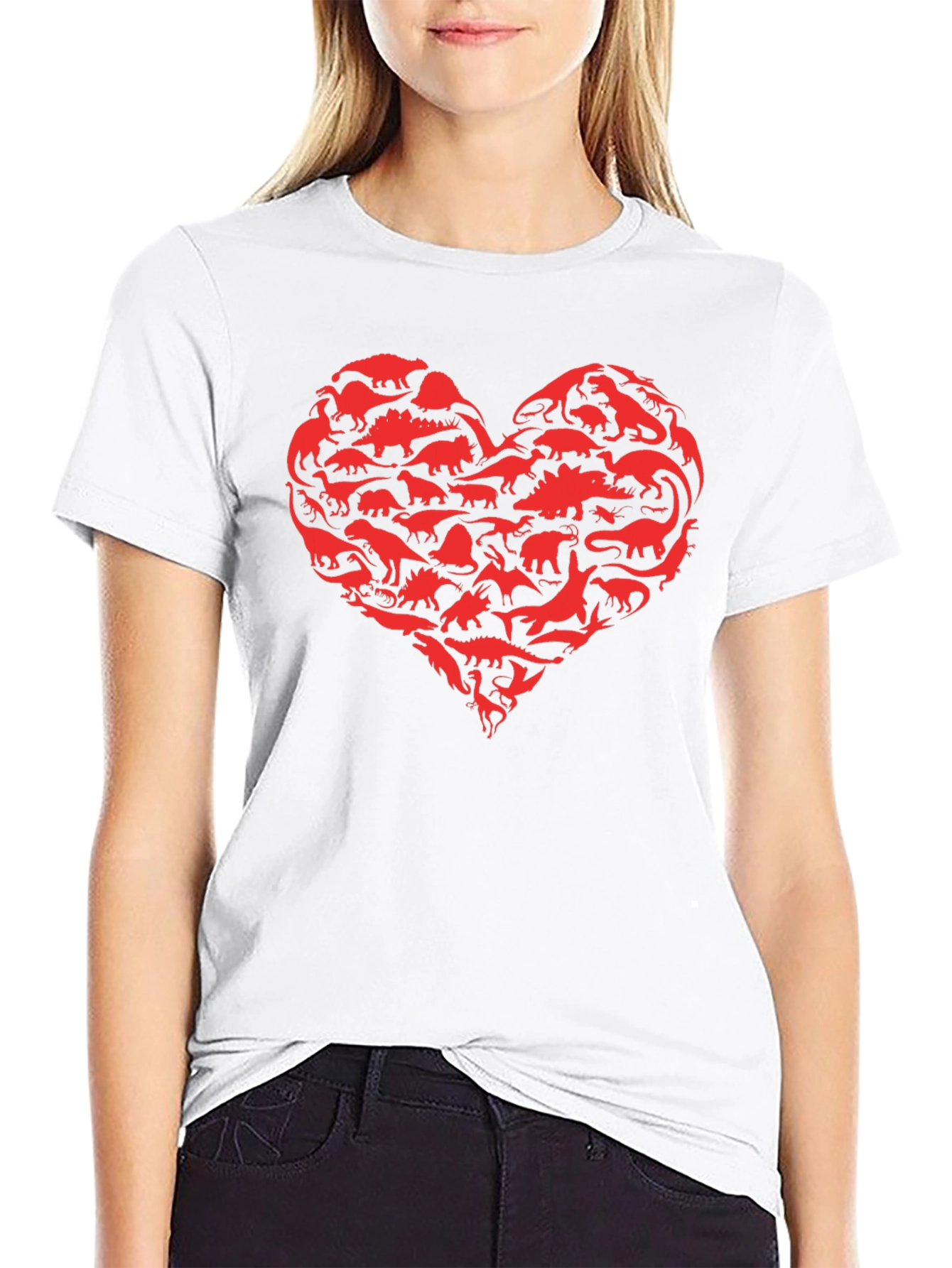Dinosaur Heart Graphic Black T-Shirt