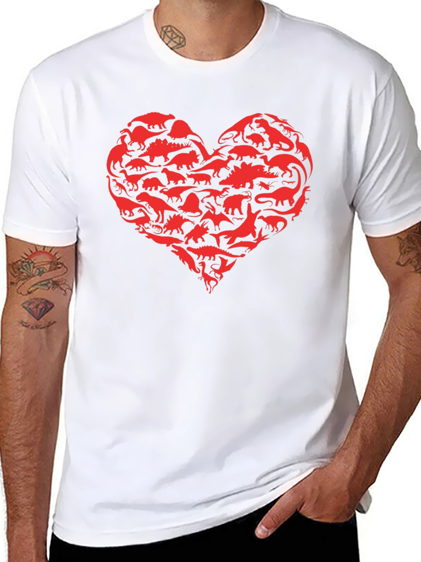Dinosaur Heart Graphic Black T-Shirt