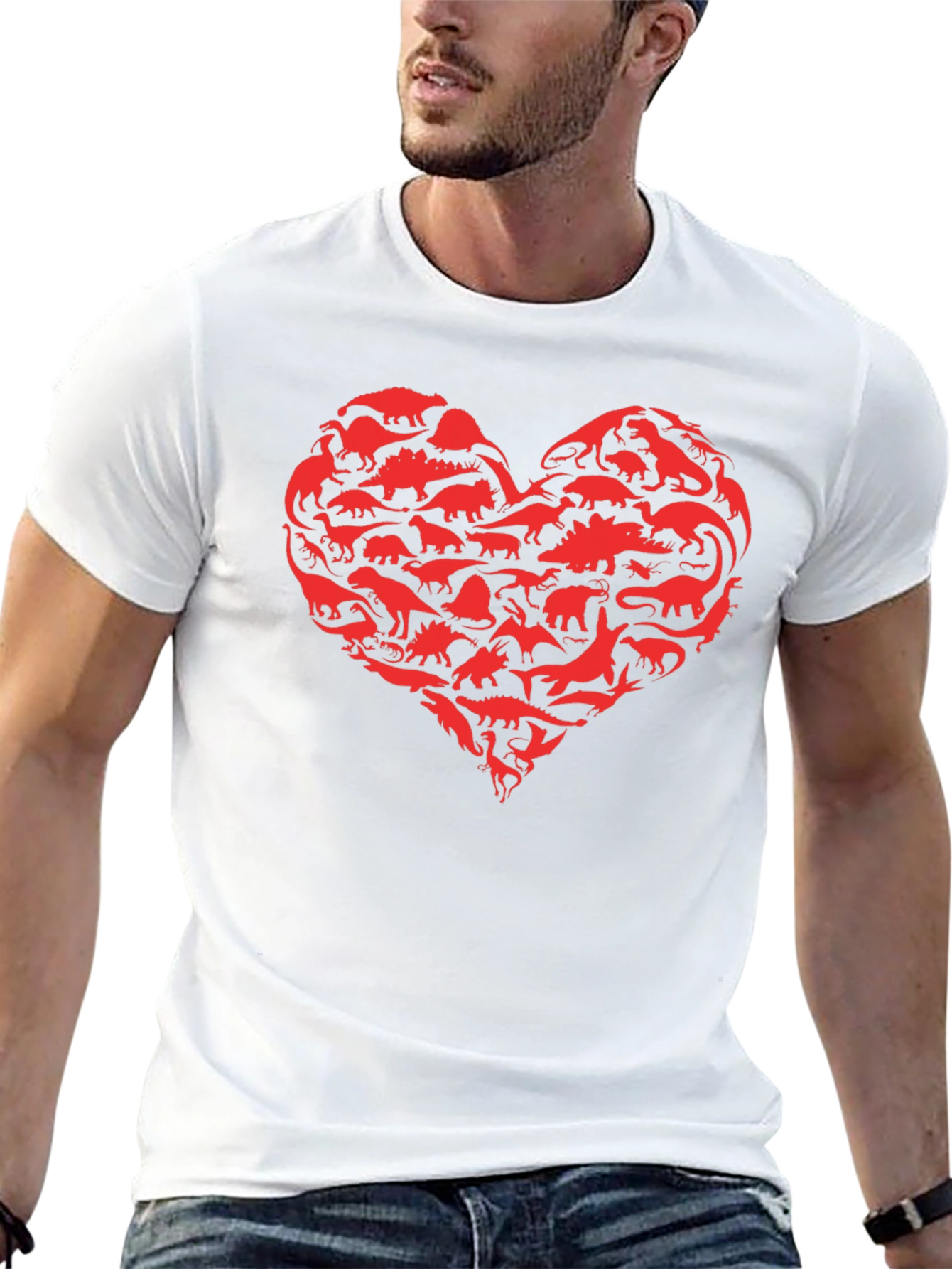 Dinosaur Heart Graphic Black T-Shirt