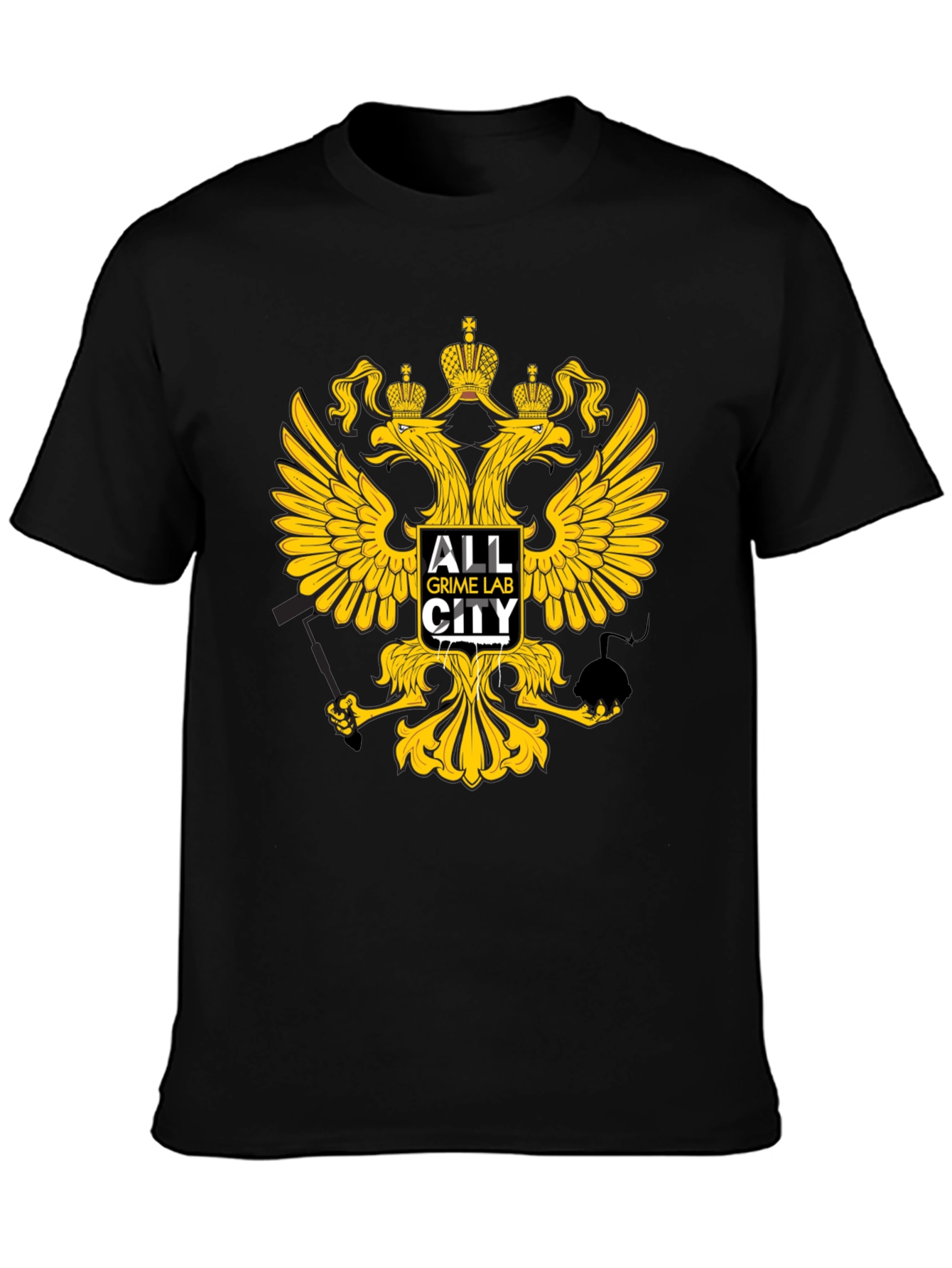 Black T-Shirt with Eagle Crown Graphic