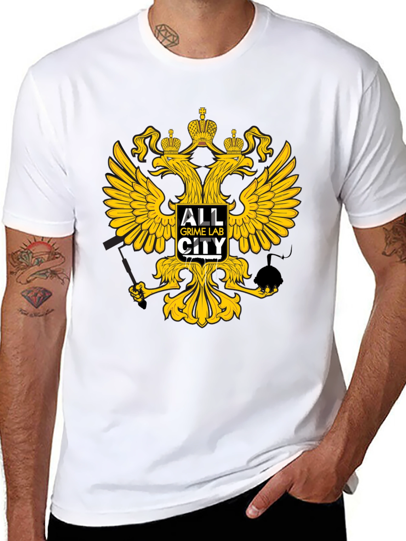 Black T-Shirt with Eagle Crown Graphic