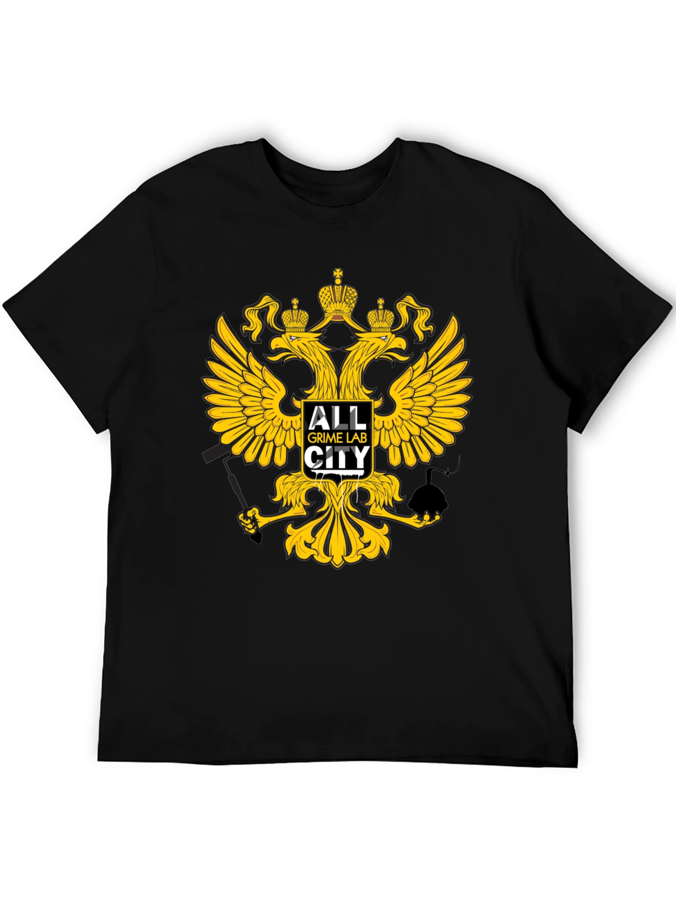Black T-Shirt with Eagle Crown Graphic