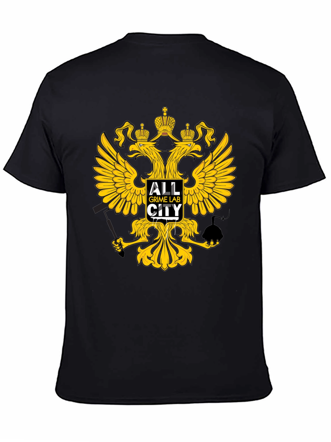 Black T-Shirt with Eagle Crown Graphic
