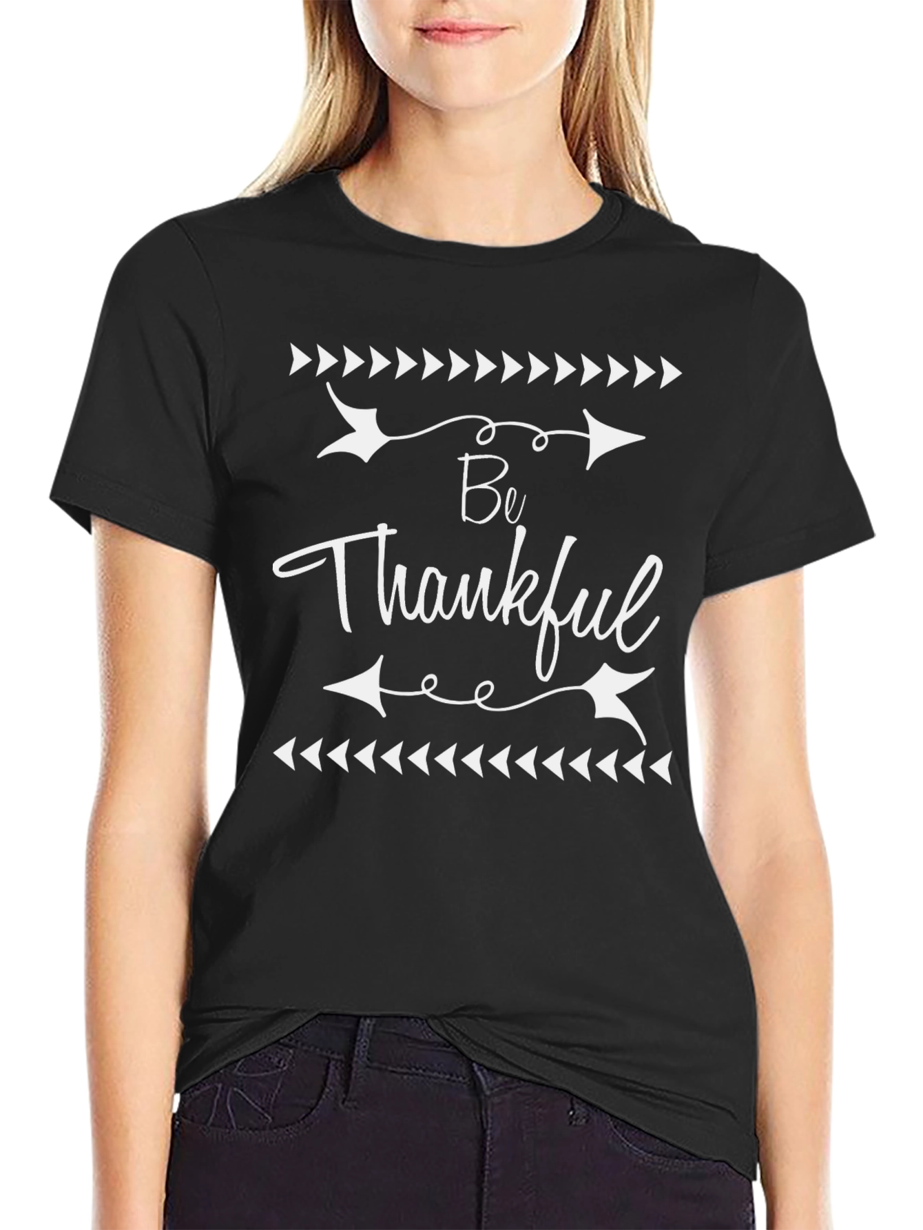 Be Thankful Black Graphic T-Shirt