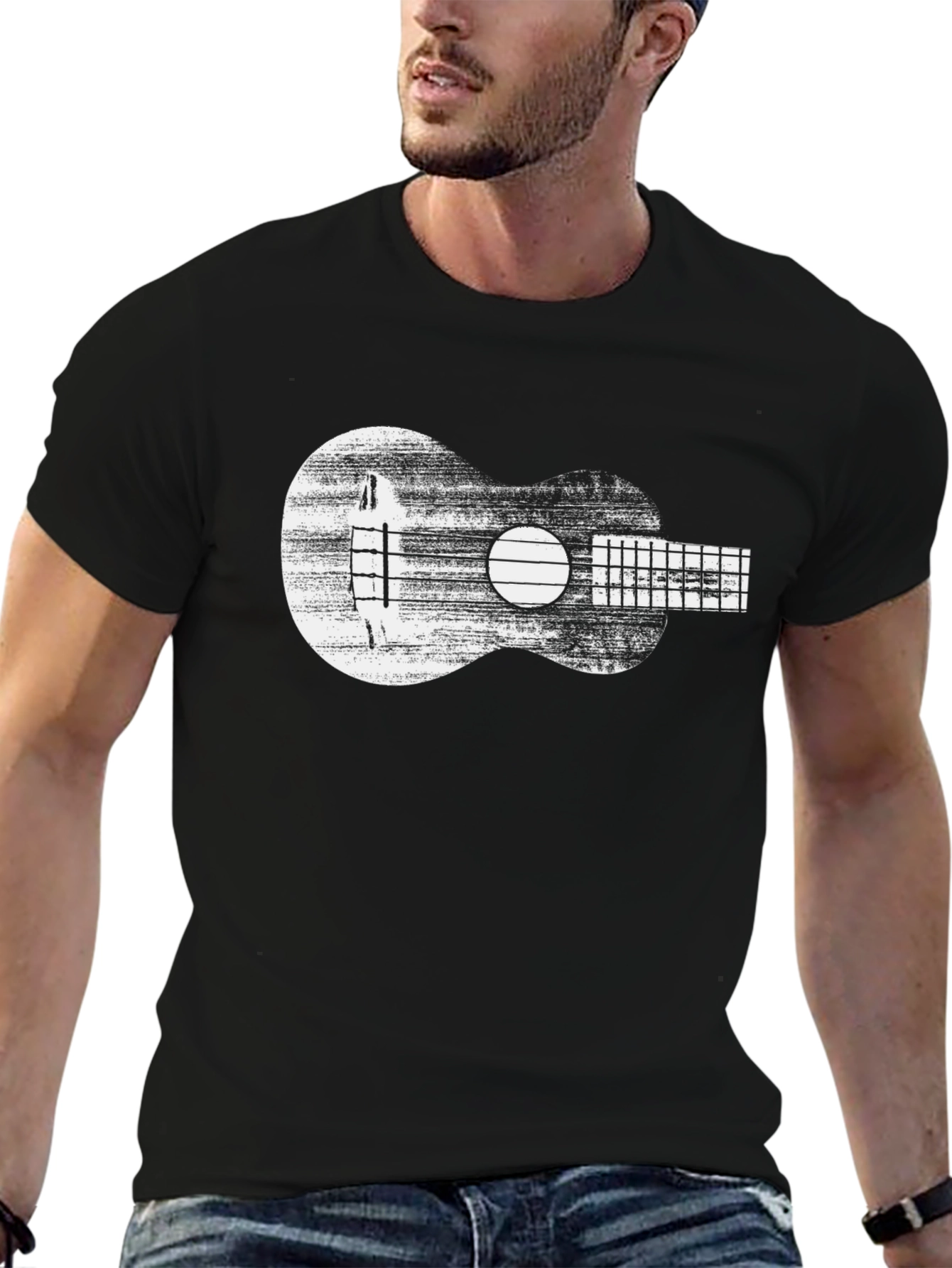 Ukulele Graphic Tee - Distressed Musical Shirt