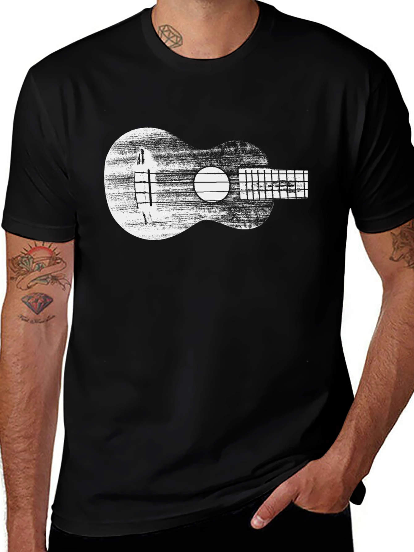 Ukulele Graphic Tee - Distressed Musical Shirt