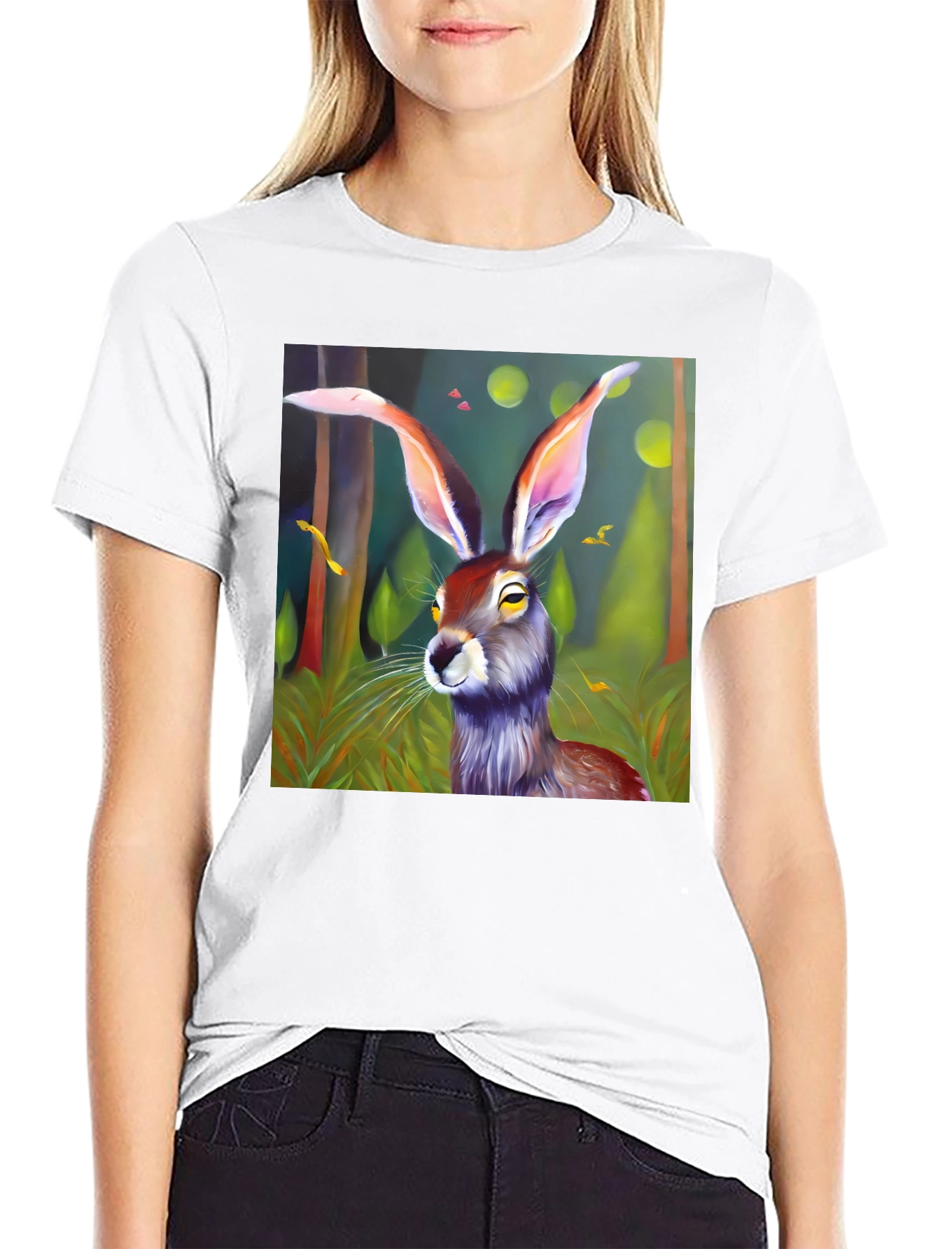 Rabbit in Woods Graphic Tee - Black