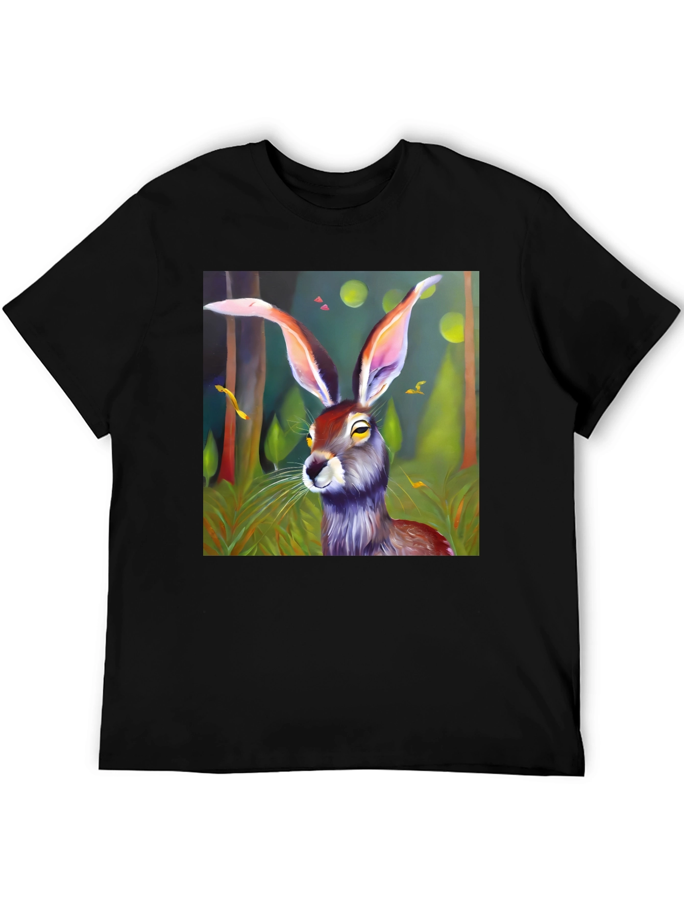 Rabbit in Woods Graphic Tee - Black