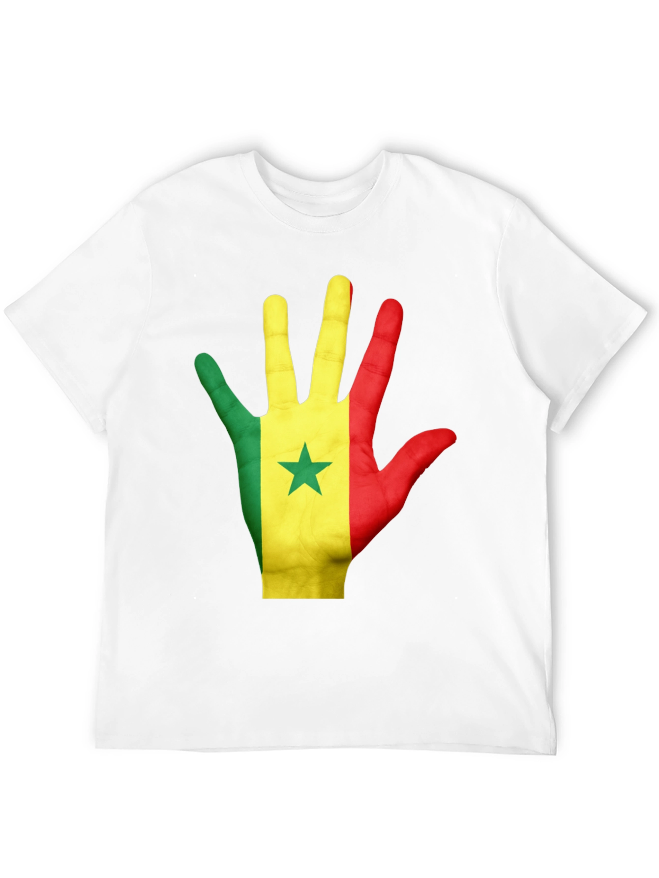 Senegal Flag Hand Graphic Black Tee Shirt