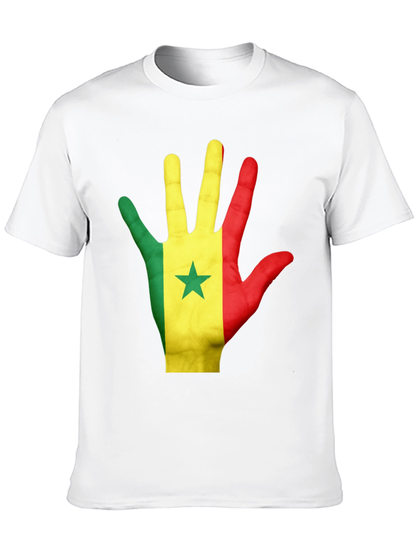 Senegal Flag Hand Graphic Black Tee Shirt