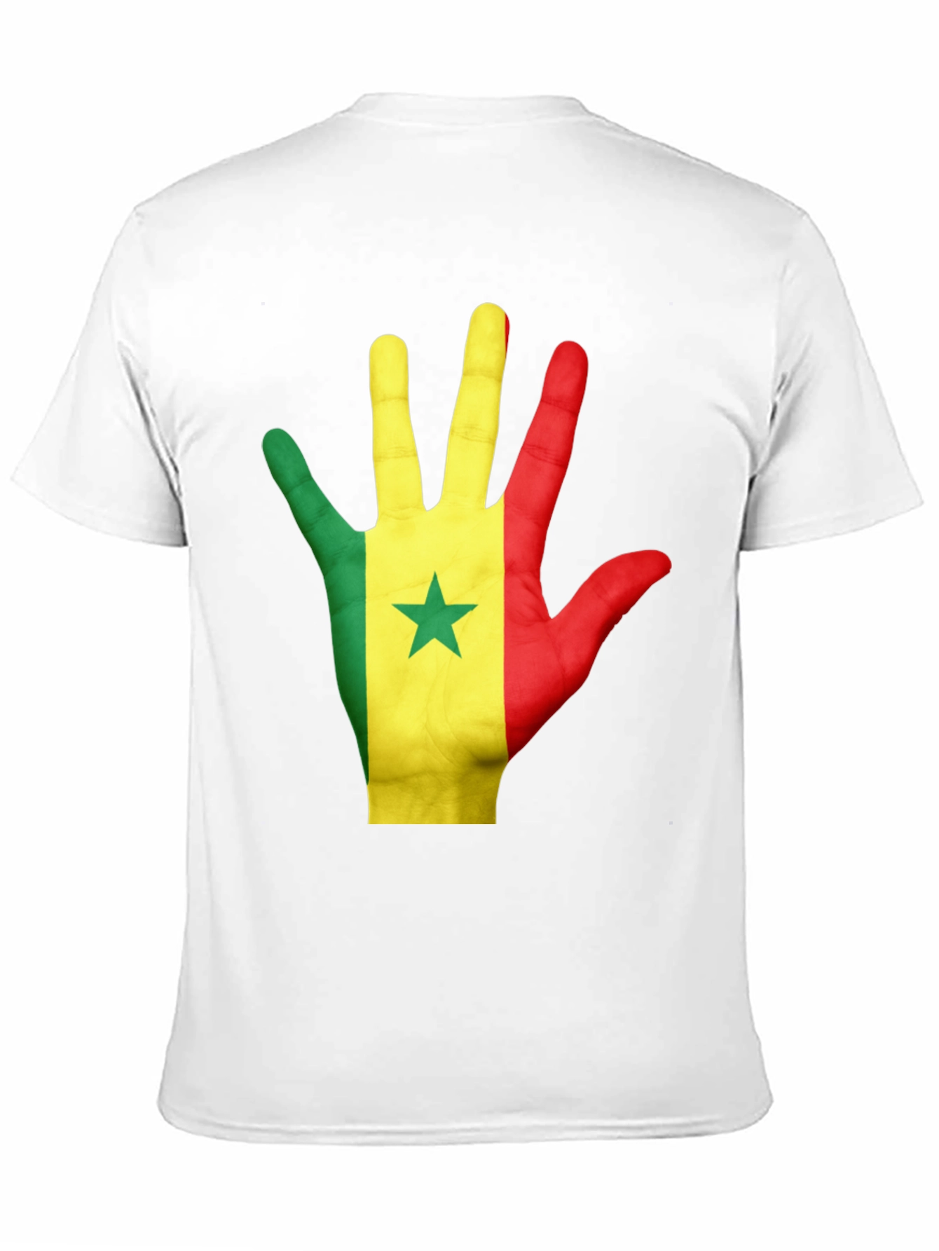 Senegal Flag Hand Graphic Black Tee Shirt