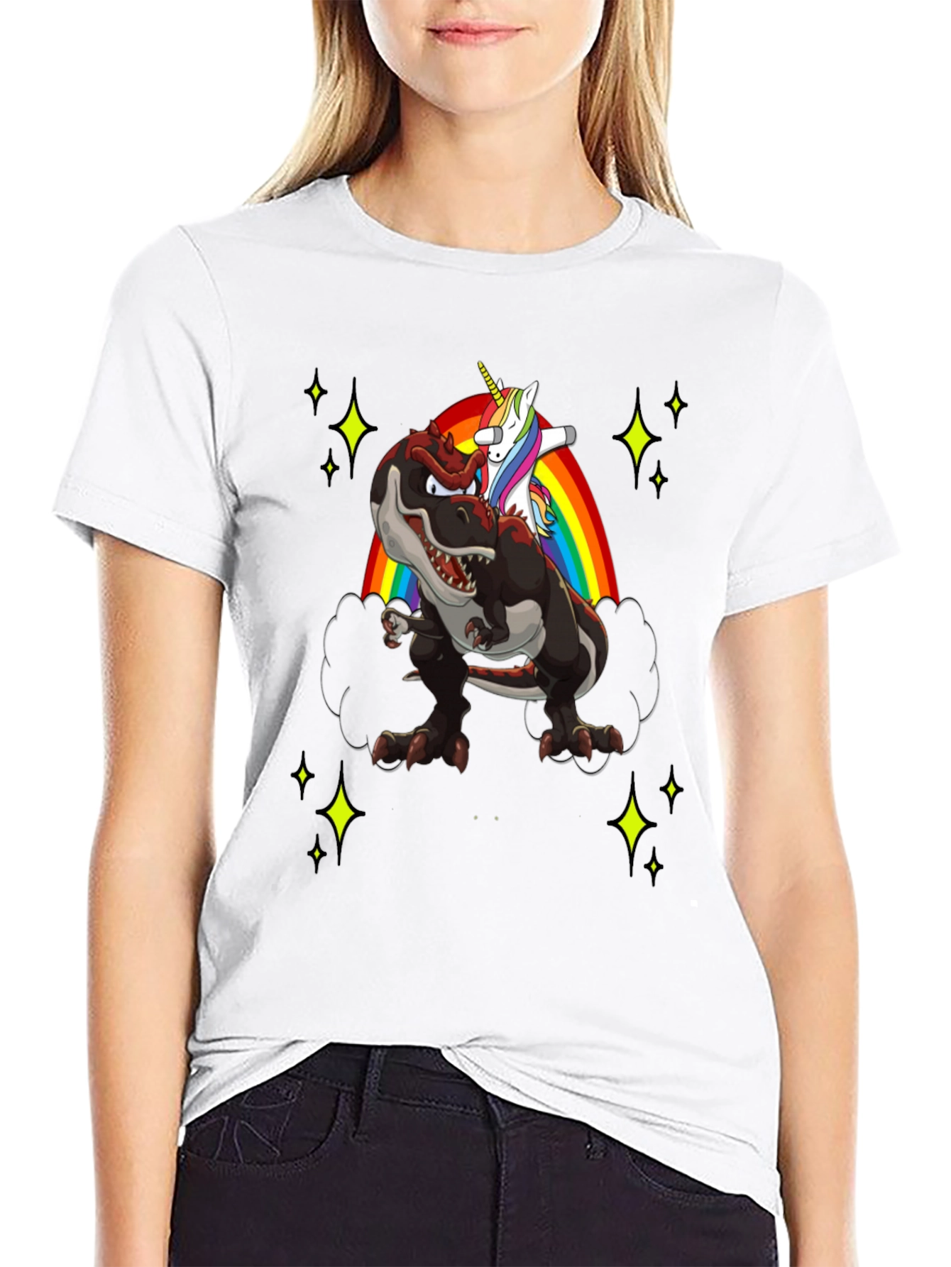 Dino Unicorn Rainbow Mens T-Shirt