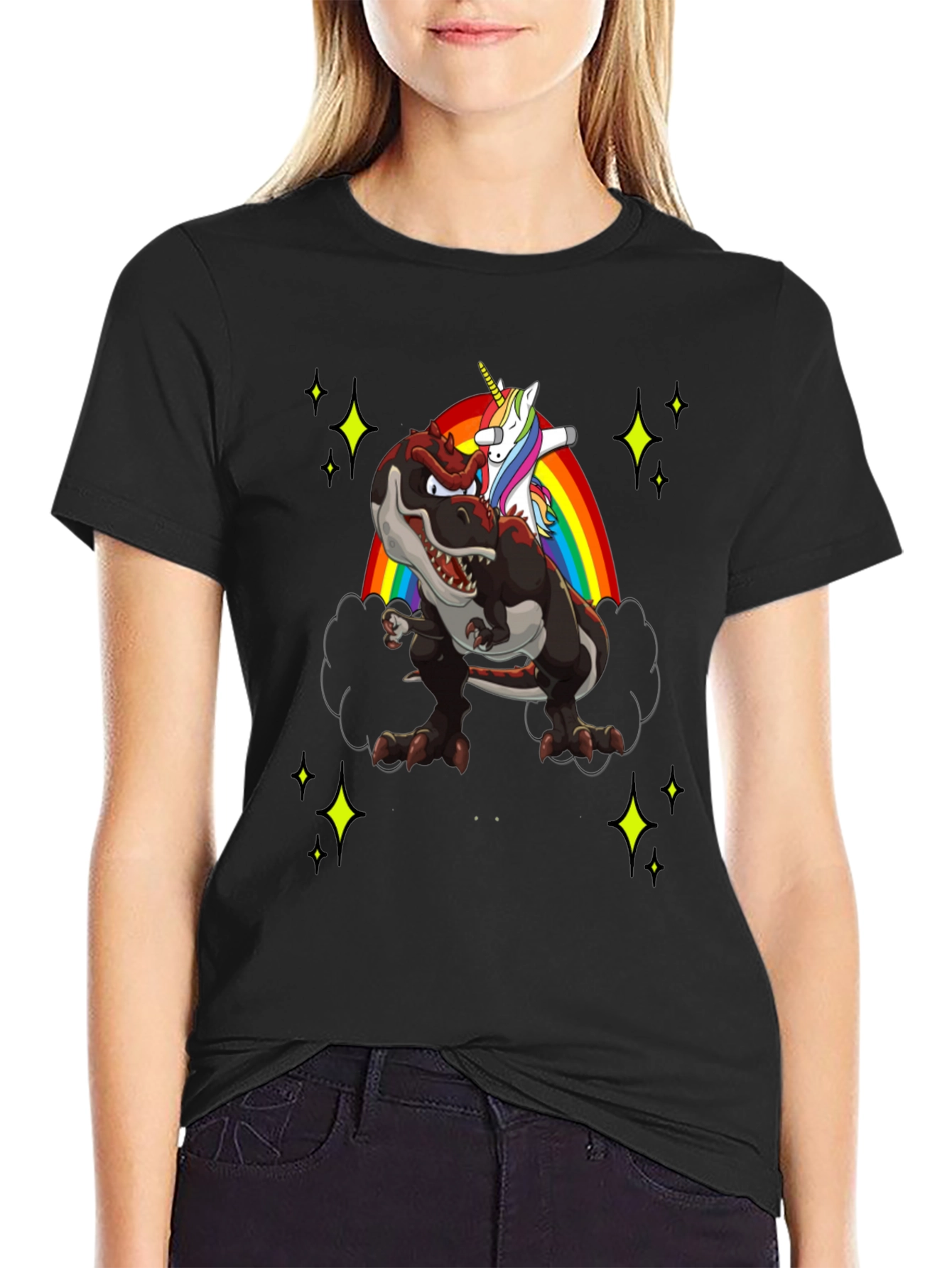 Dino Unicorn Rainbow Mens T-Shirt