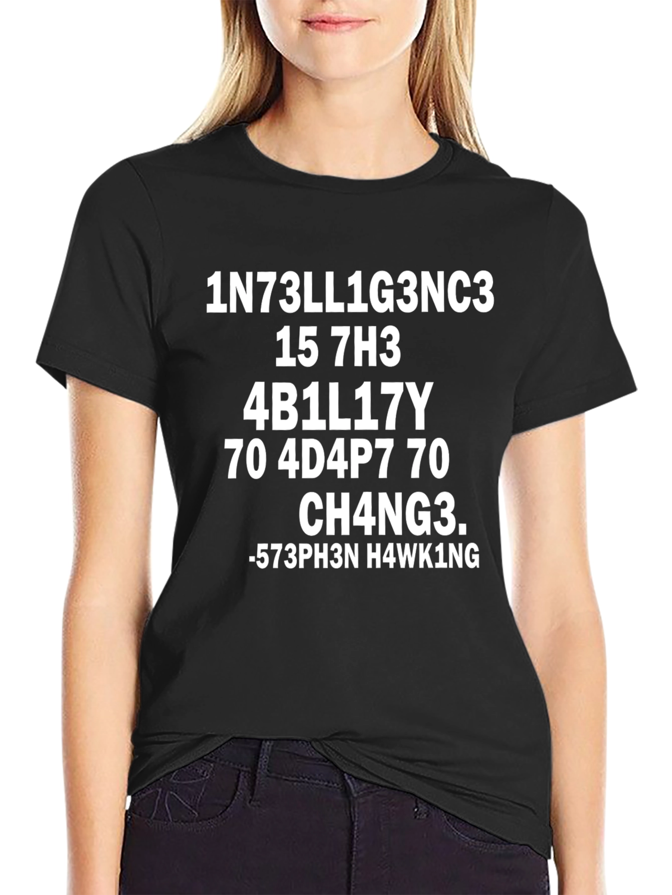 Intelligence Stephen Hawking Code Black T-Shirt