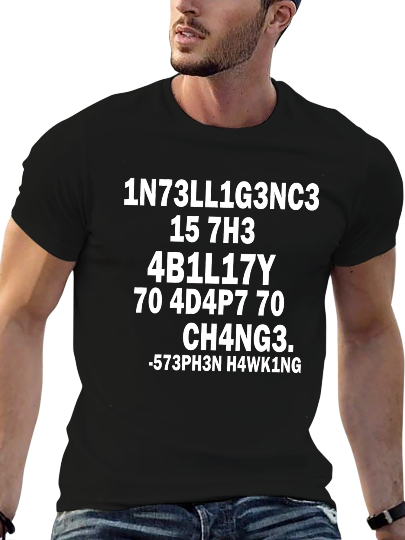 Intelligence Stephen Hawking Code Black T-Shirt