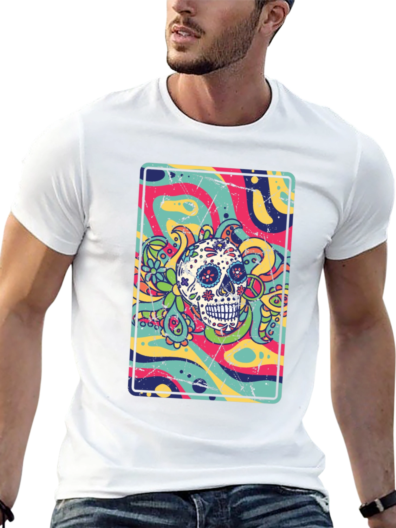 Sugar Skull Psychedelic Graphic Tee