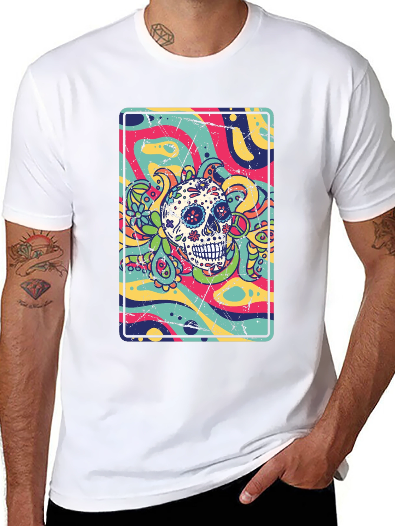 Sugar Skull Psychedelic Graphic Tee