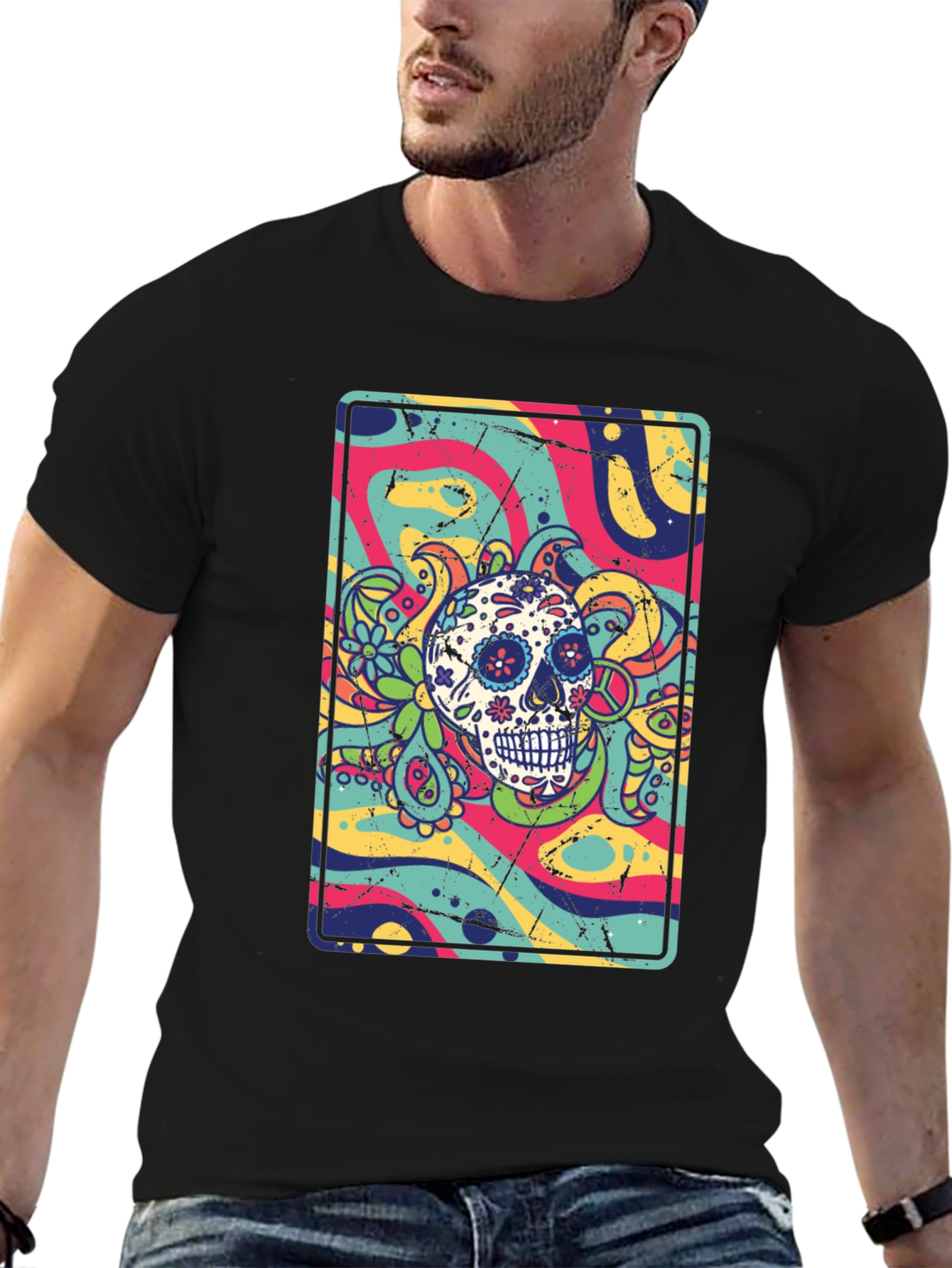 Sugar Skull Psychedelic Graphic Tee