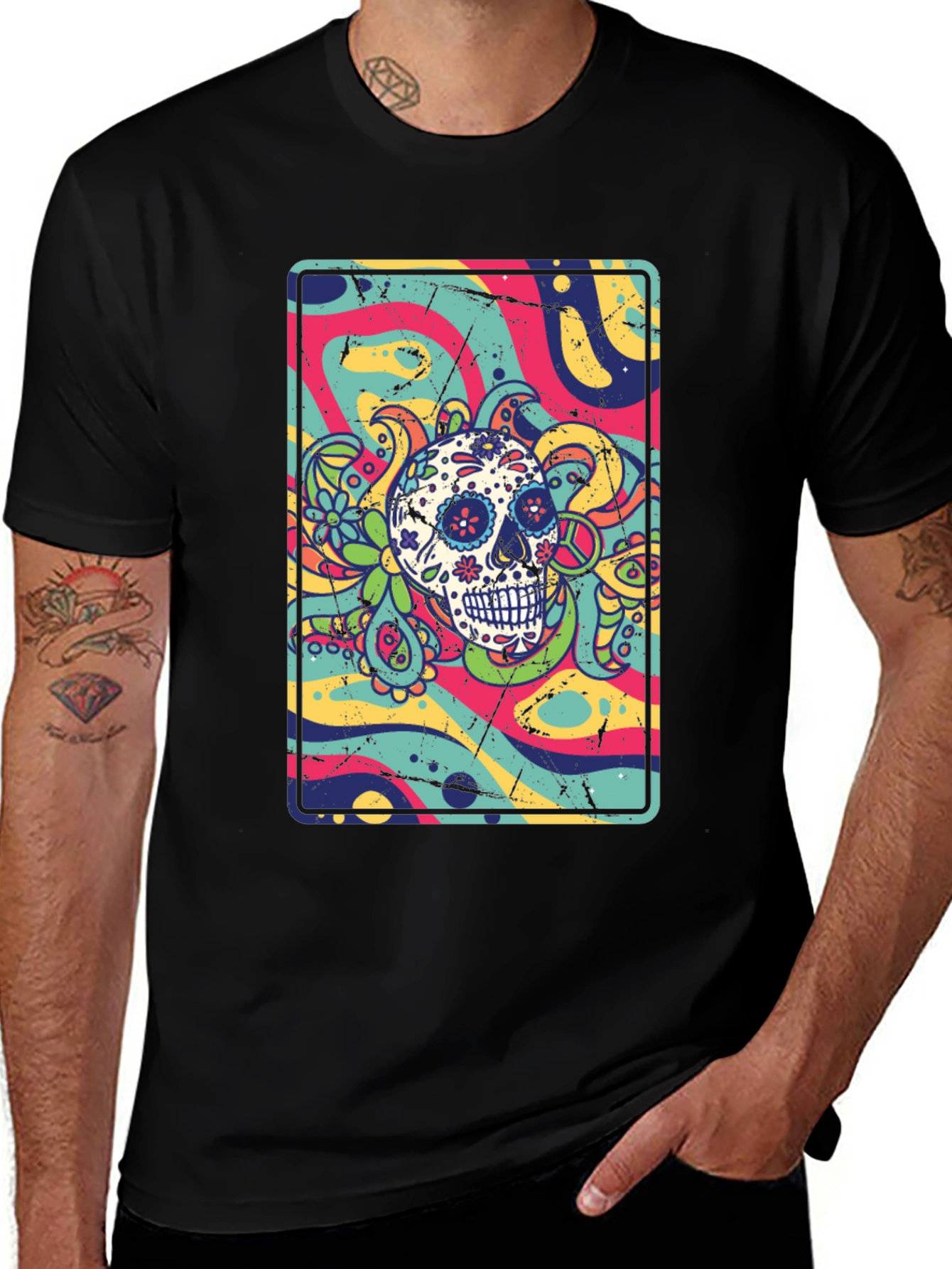 Sugar Skull Psychedelic Graphic Tee