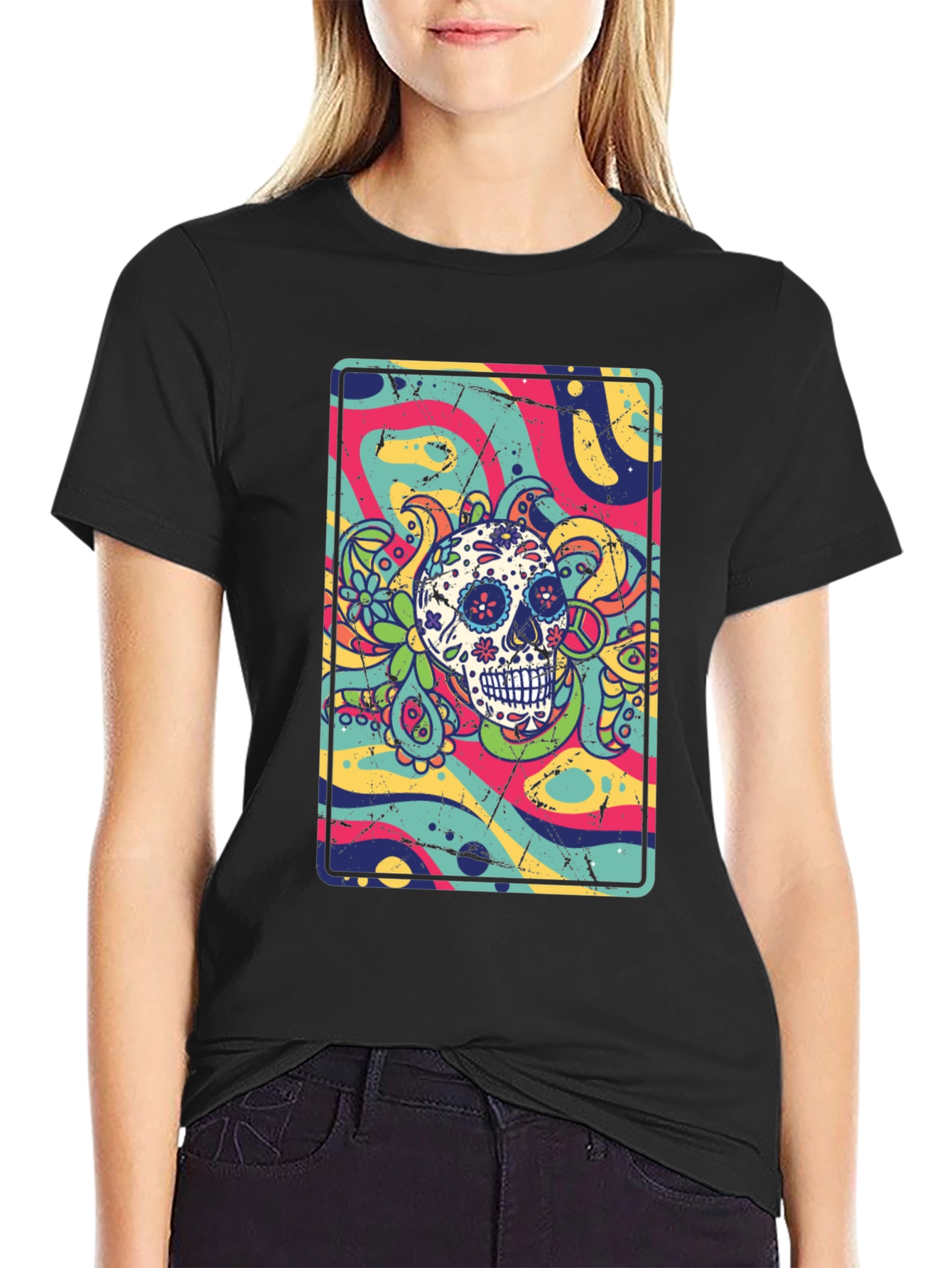 Sugar Skull Psychedelic Graphic Tee