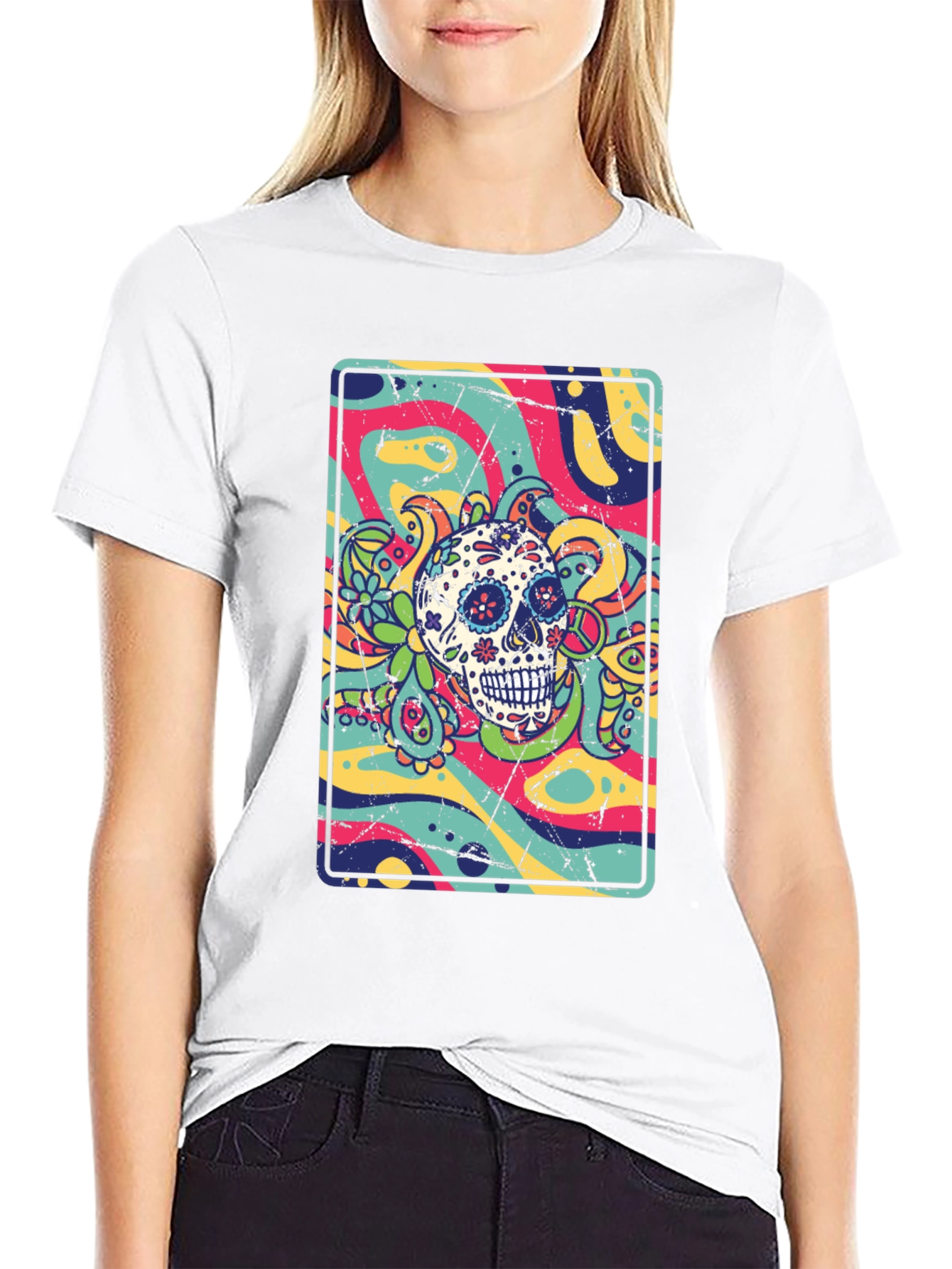 Sugar Skull Psychedelic Graphic Tee