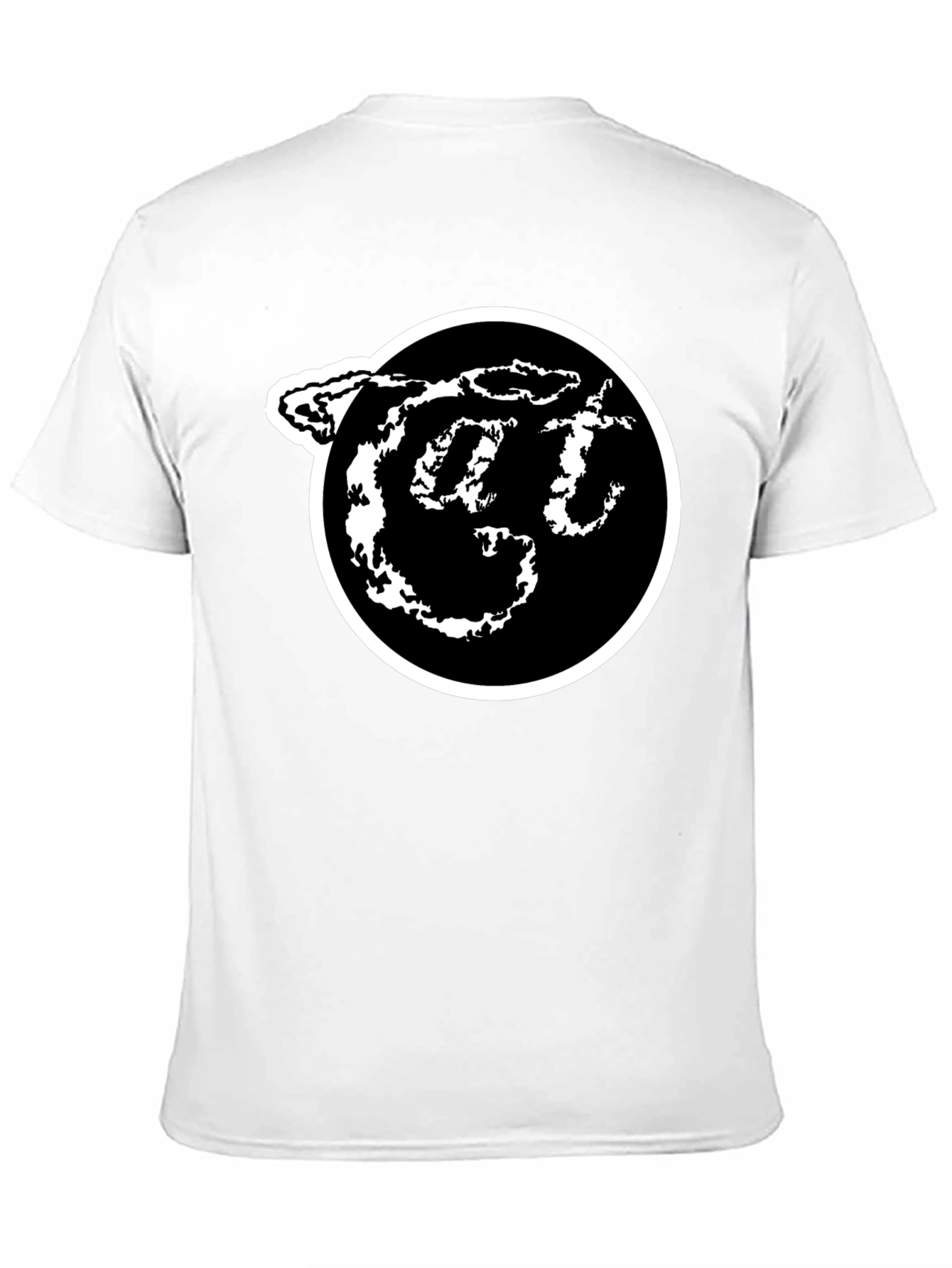 Black T-Shirt with White Circle Logo Graphic