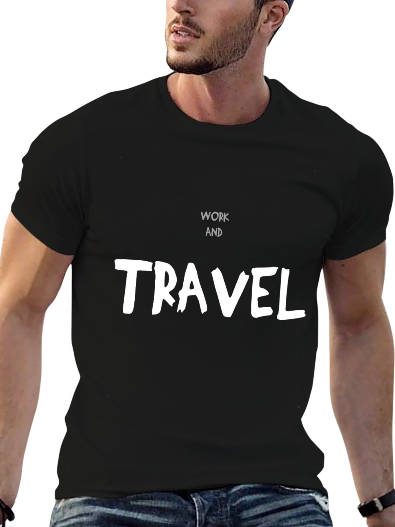 Work and Travel Black Graphic Tee
