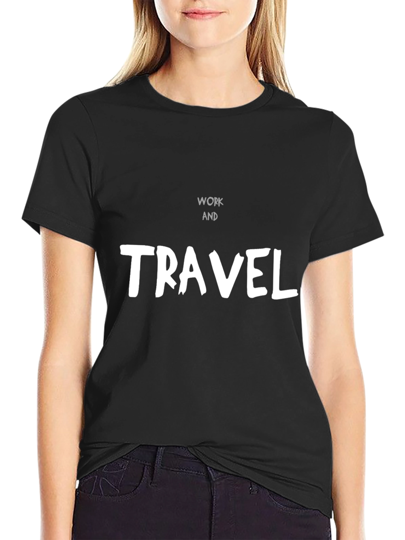 Work and Travel Black Graphic Tee